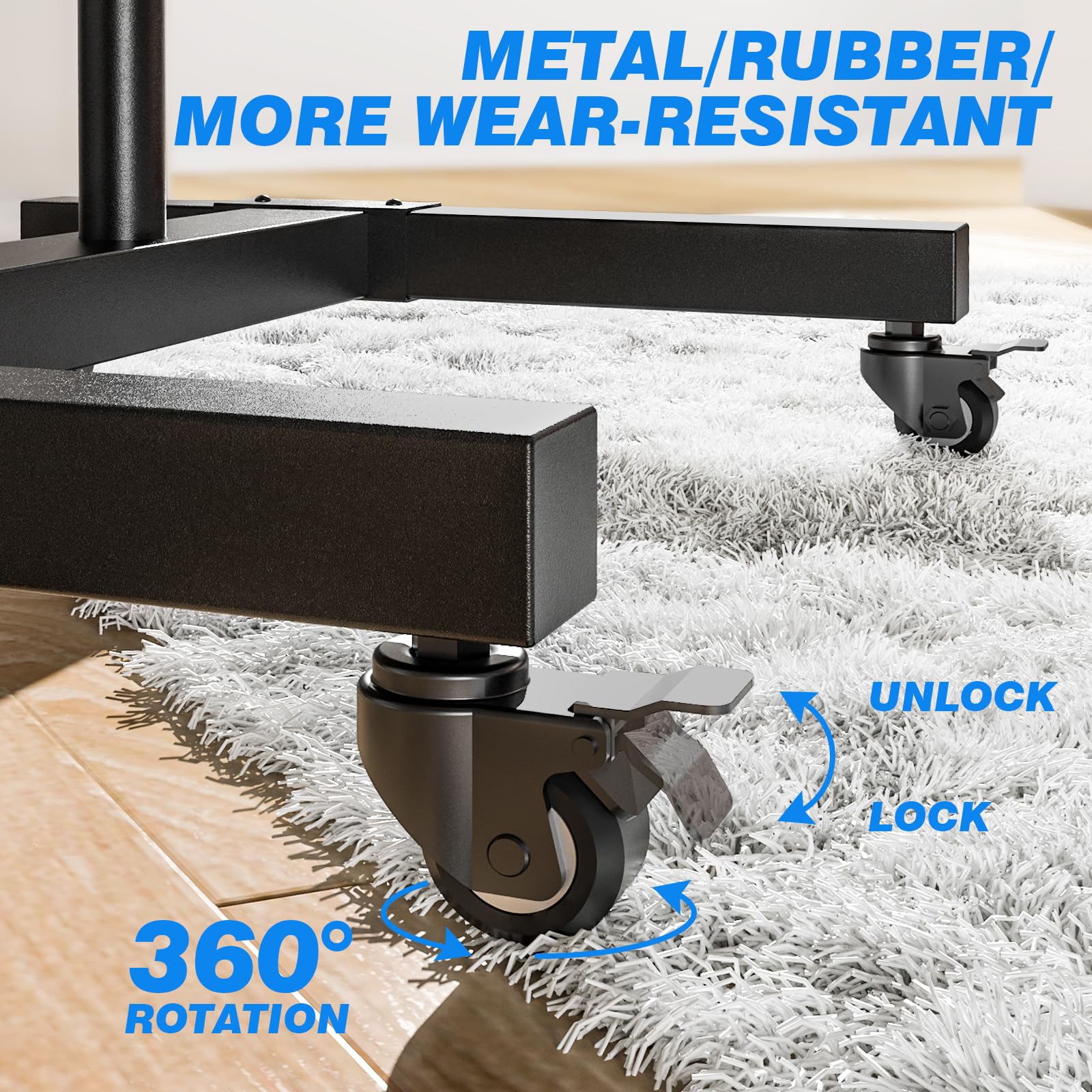 Rfiver Mobile TV Cart - Adjustable Rolling TV Stand for 32-83 Inch Screens (Up to 110lbs), Portable TV Stand with Wheels & Height Adjustable Shelf, Universal VESA 600x400mm - Perfect for Home, Office & Outdoor Use (Black)