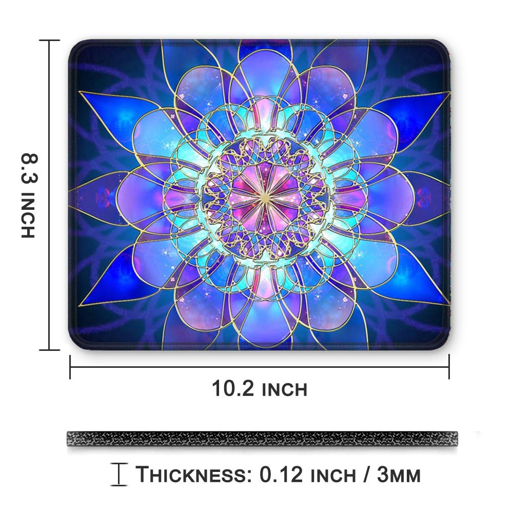 BOSOBO Non-Slip Gaming Mouse Pad with Stitched Edges - 10.2 x 8.3 Inch Rectangle Mandala Design Mouse Mat for PC, Laptop, Office & Home Use - Ergonomic Desk Accessory for Men & Women (Blue)
