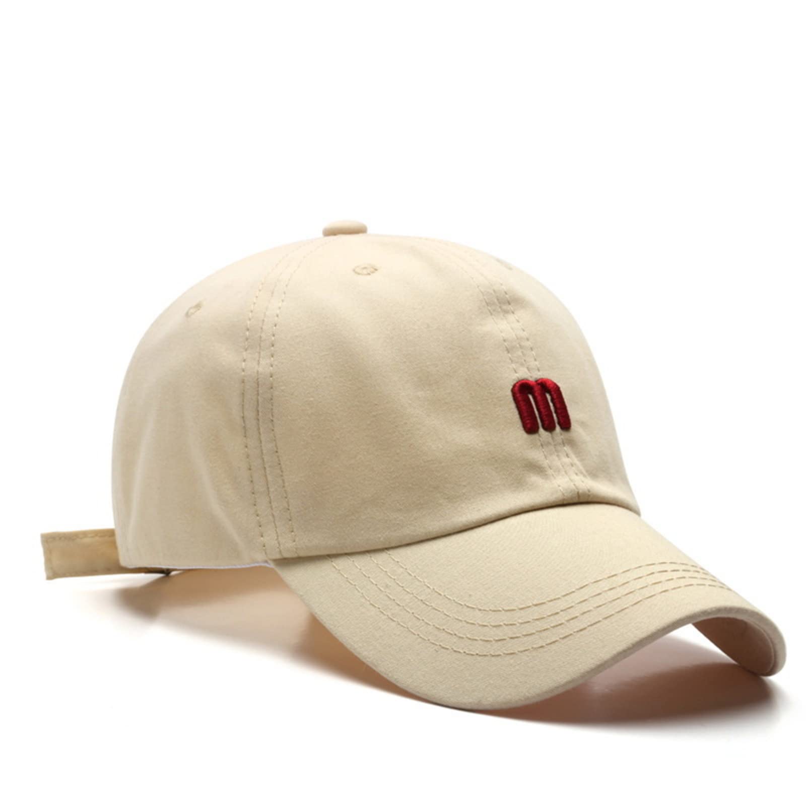Embroidered M Letter Cotton Baseball Cap - Adjustable Strapback Washed Dad Hat for Men & Women - Golf, Outdoor, Casual Wear Sun Protection Hat