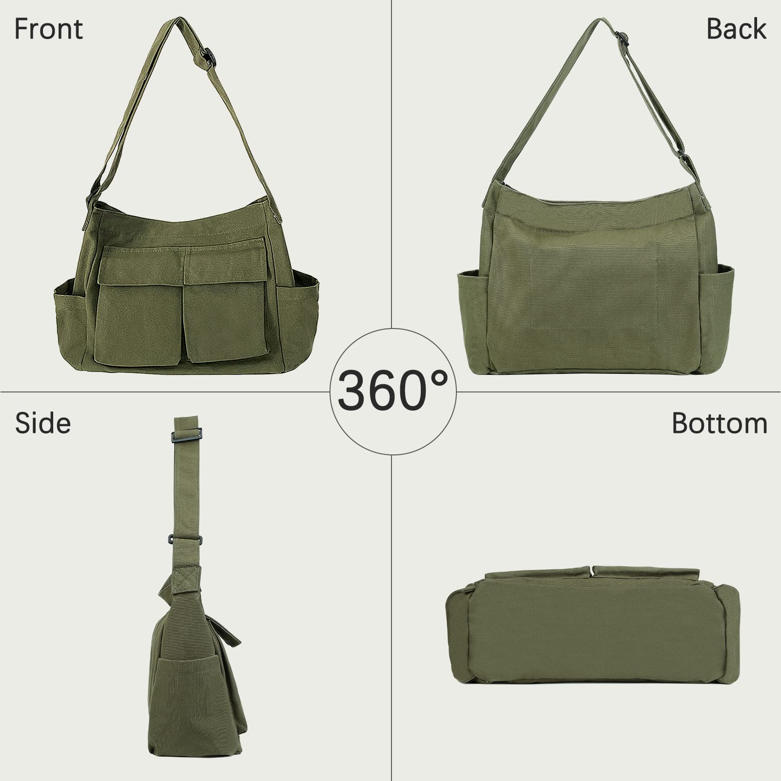 Stylish Unisex Canvas Messenger Bag - Large Crossbody Hobo Tote with Multiple Pockets for Women & Men | Perfect for Work, Travel & Daily Commute