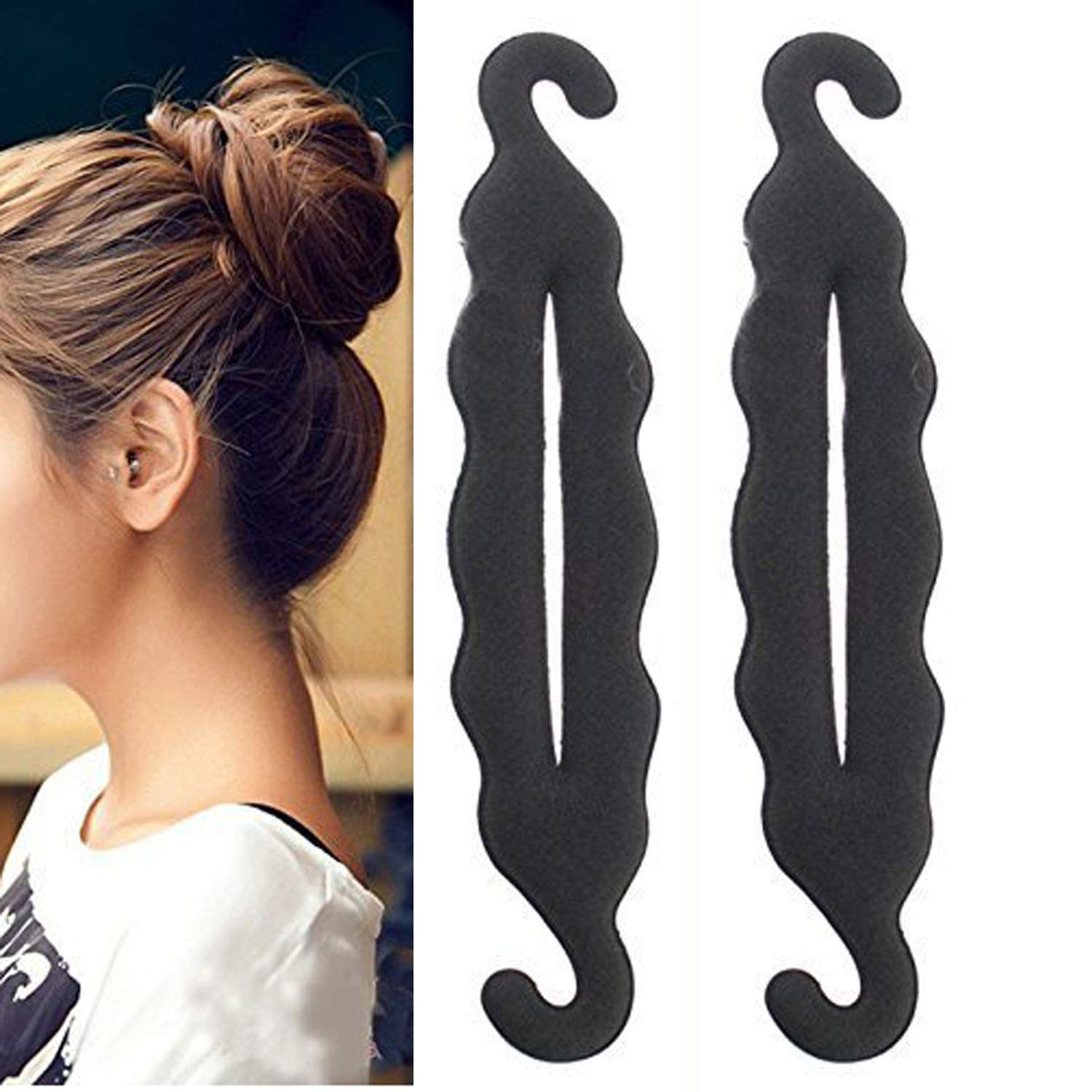 GuruEmbellish Pack of 2 Hair Donut Bun Maker for Women & Girls - Perfect for Creating Messy Buns, Top Knots & Elegant Hairstyles (Great for Weddings, Parties & Everyday Wear)
