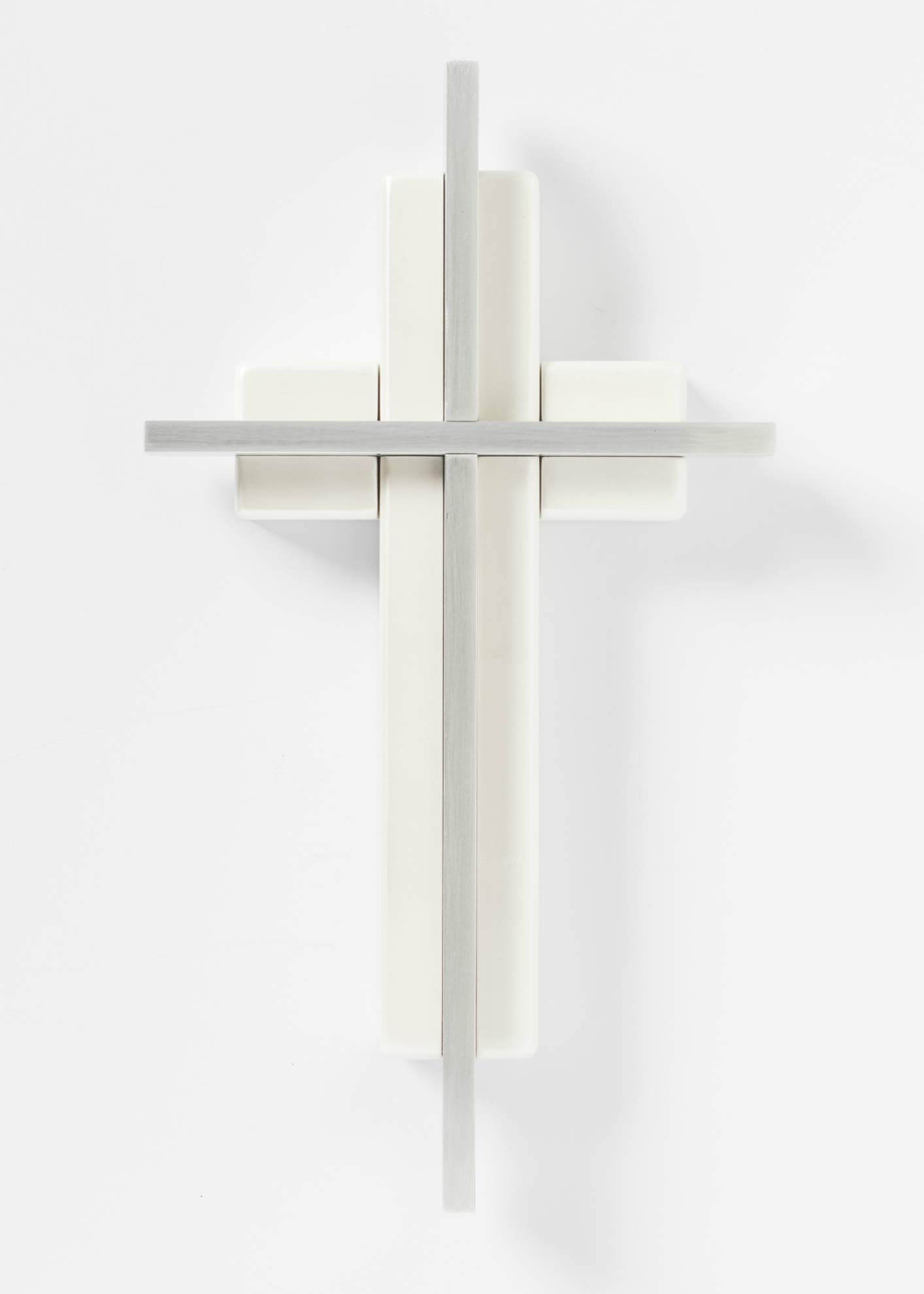 The Unity Cross® Pearl White & Brushed Aluminum - Elegant Alternative to Unity Candle & Unity Sand Ceremony for Weddings, Anniversaries & Special Occasions