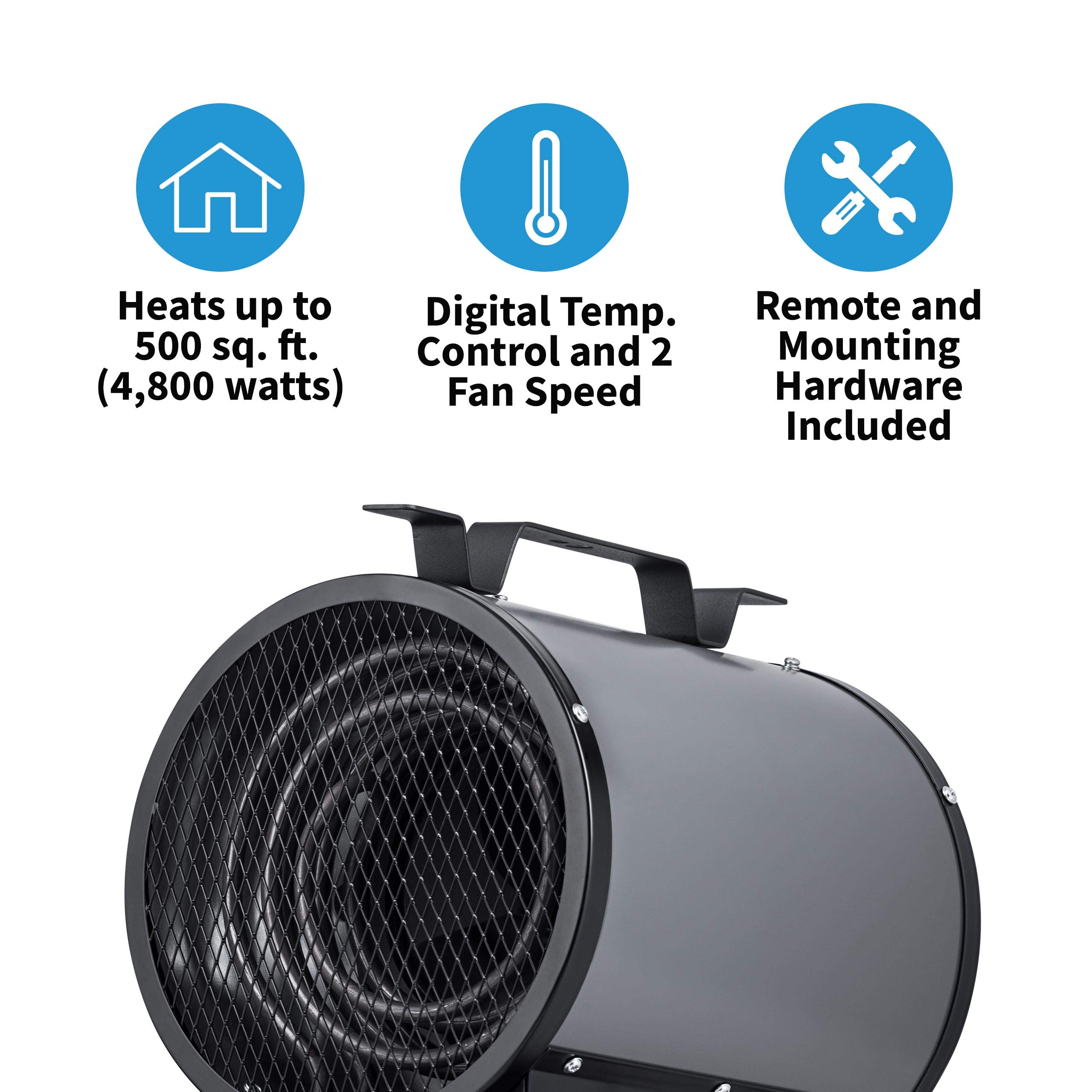 NewAir 240V 2-in-1 Freestanding or Wall/Ceiling Mount Electric Garage Heater - 500 Sq.Ft Coverage with Remote Control - Ideal for Garages, Workshops, Basements & Outdoor Spaces