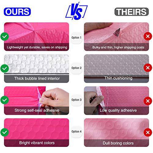 6x10 Bubble Mailer Padded Envelopes - Hot Pink | Waterproof & Tear-Resistant Shipping Bags for Ecommerce, Small Business & Online Sellers | Perfect for Shipping Jewelry, Cosmetics & Fragile Items