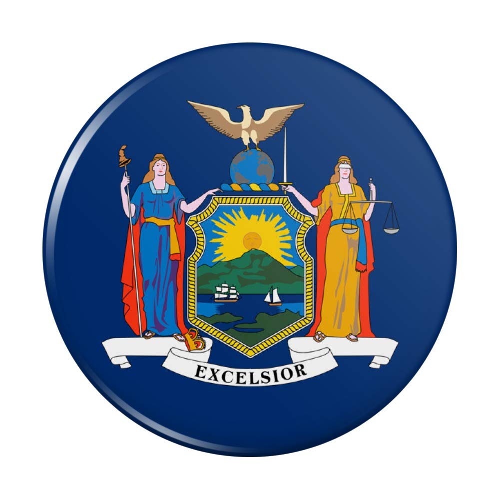 New York State Flag Refrigerator Magnet - Strong Kitchen Fridge Locker Button Decor for Home, Office, Dorm (Perfect for Displaying State Pride & Organizing Notes)