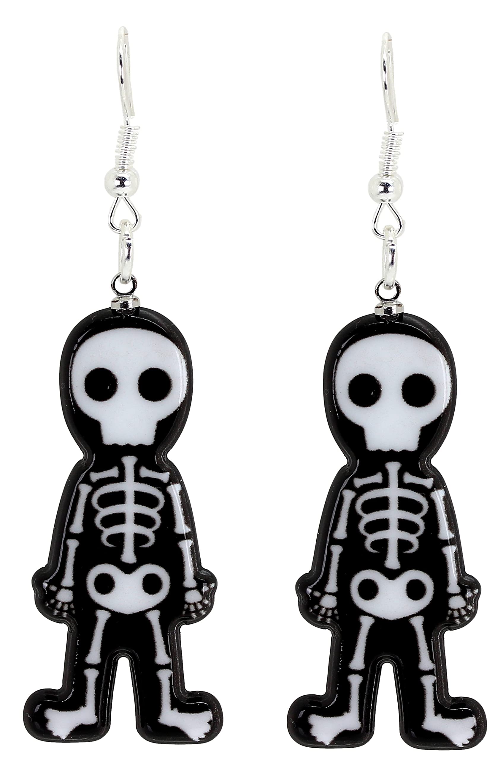 Bluebubble Halloween Scream Funny Bones Skeleton Dangle Earrings - Spooky Gift Card Jewelry for Costume Parties & Trick or Treating