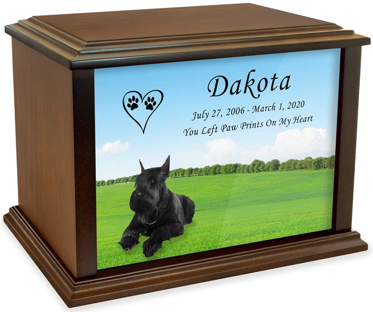 Custom Engraved Giant Schnauzer Pet Memorial Urn - Medium Size Wooden Cremation Box Holds 100lbs Dog Ashes - Perfect for Home Memorials & Pet Loss Remembrance