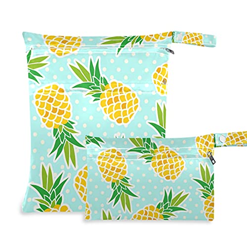 Waterproof Wet Dry Bag 2 Pack - Hanging Cloth Diaper Organizer with Zipper Pockets for Baby Essentials, Swimsuits & Gym Clothes | Perfect for Pool, Beach, Travel & Daycare Use