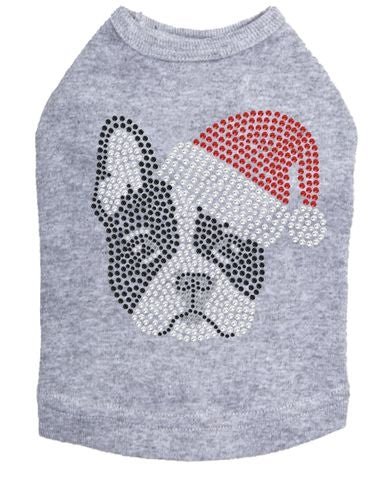 Boston Terrier Christmas Dog Tank Top with Santa Hat - Festive Holiday Pet Apparel for Dogs - Perfect for Christmas Photos & Holiday Parties