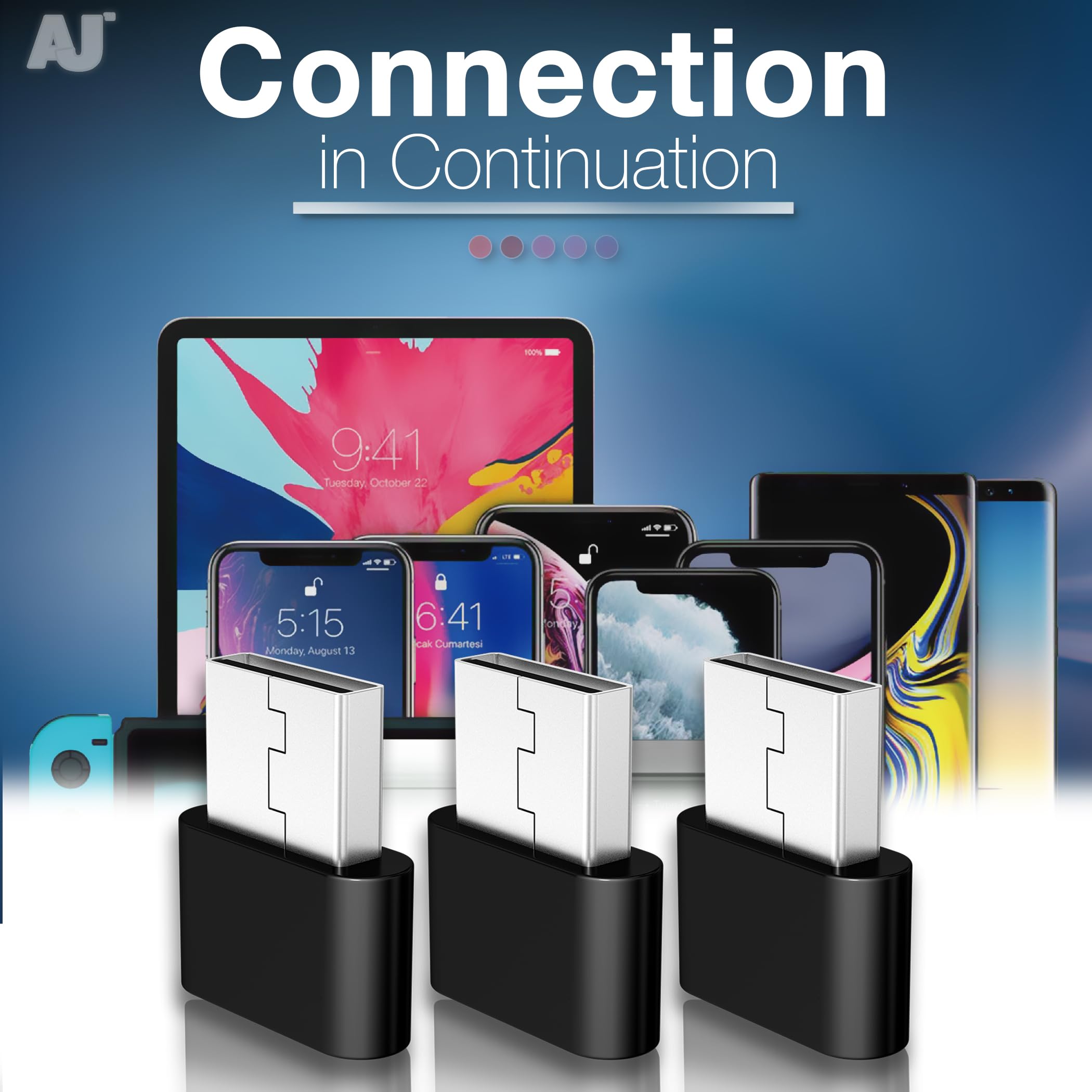 3 Pack USB C to USB Adapter, Type C Female to USB A Male Converter - Compatible with iPhone 15/14/13/12, MacBook, iPad, AirPods, Galaxy S23/S24, CarPlay - Fast Charging Data Transfer for Home, Office & Travel