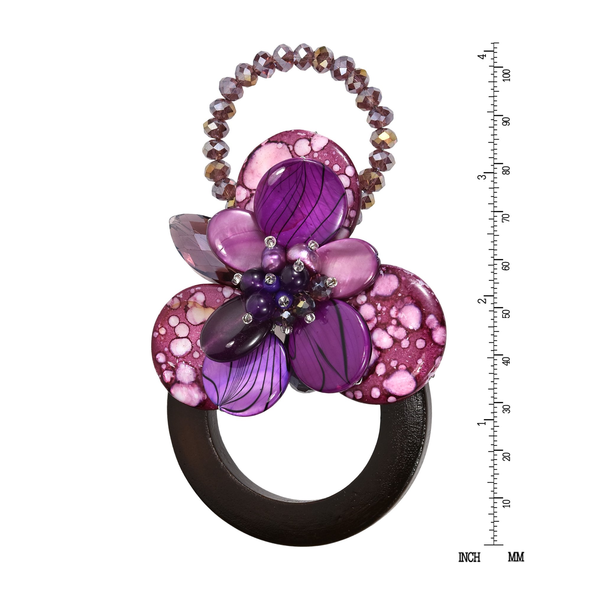 AeraVida Purple Floral Mix Stone Buckle Pendant Necklace with Bamboo Yarn Scarf - Elegant Bohemian Jewelry for Women, Perfect for Parties, Weddings & Everyday Wear