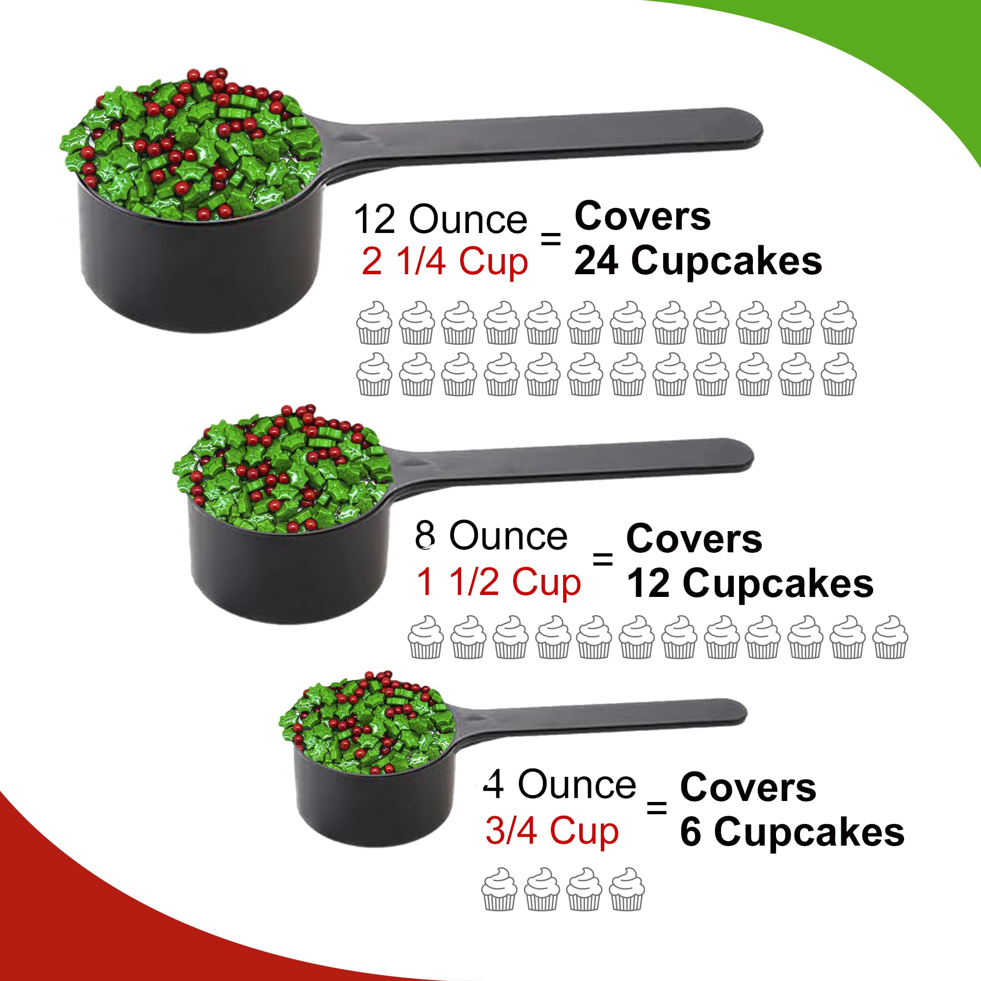 Christmas Sprinkles for Baking & Decorating - 4oz Bulk Holiday Sprinkles Variety Pack (Dextrose Holly Berry Blend) - Perfect for Cookies, Cakes, Cupcakes & Festive Desserts