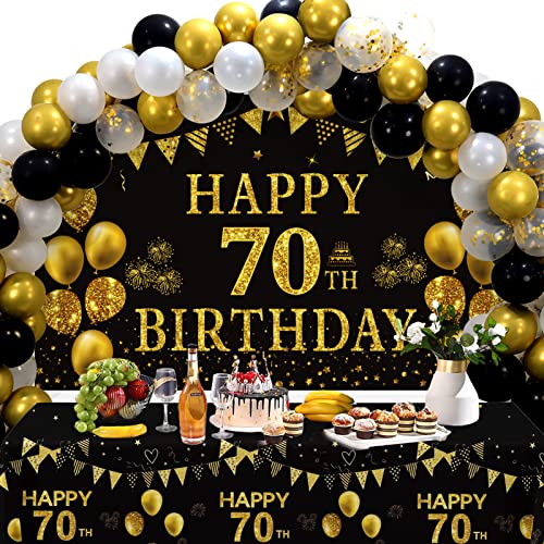 Black Gold 70th Birthday Decorations