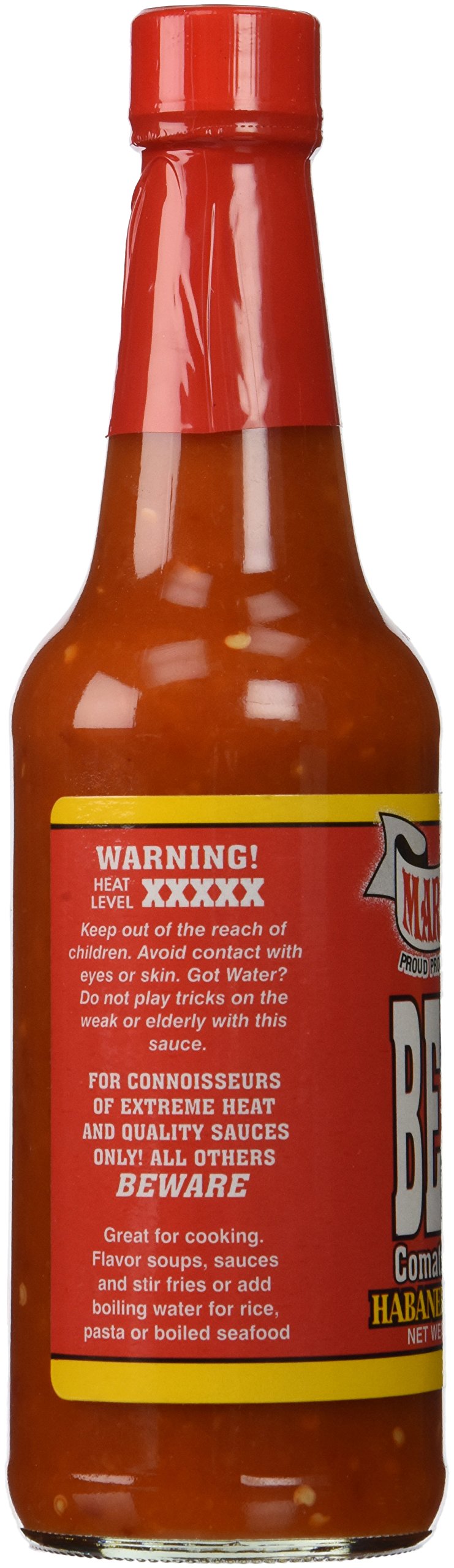 Marie Sharp's Beware Comatose Habanero Hot Sauce - 10 oz Bottle | Extreme Heat Habanero Pepper Sauce | Perfect for Tacos, Wings & Spicy Food Lovers