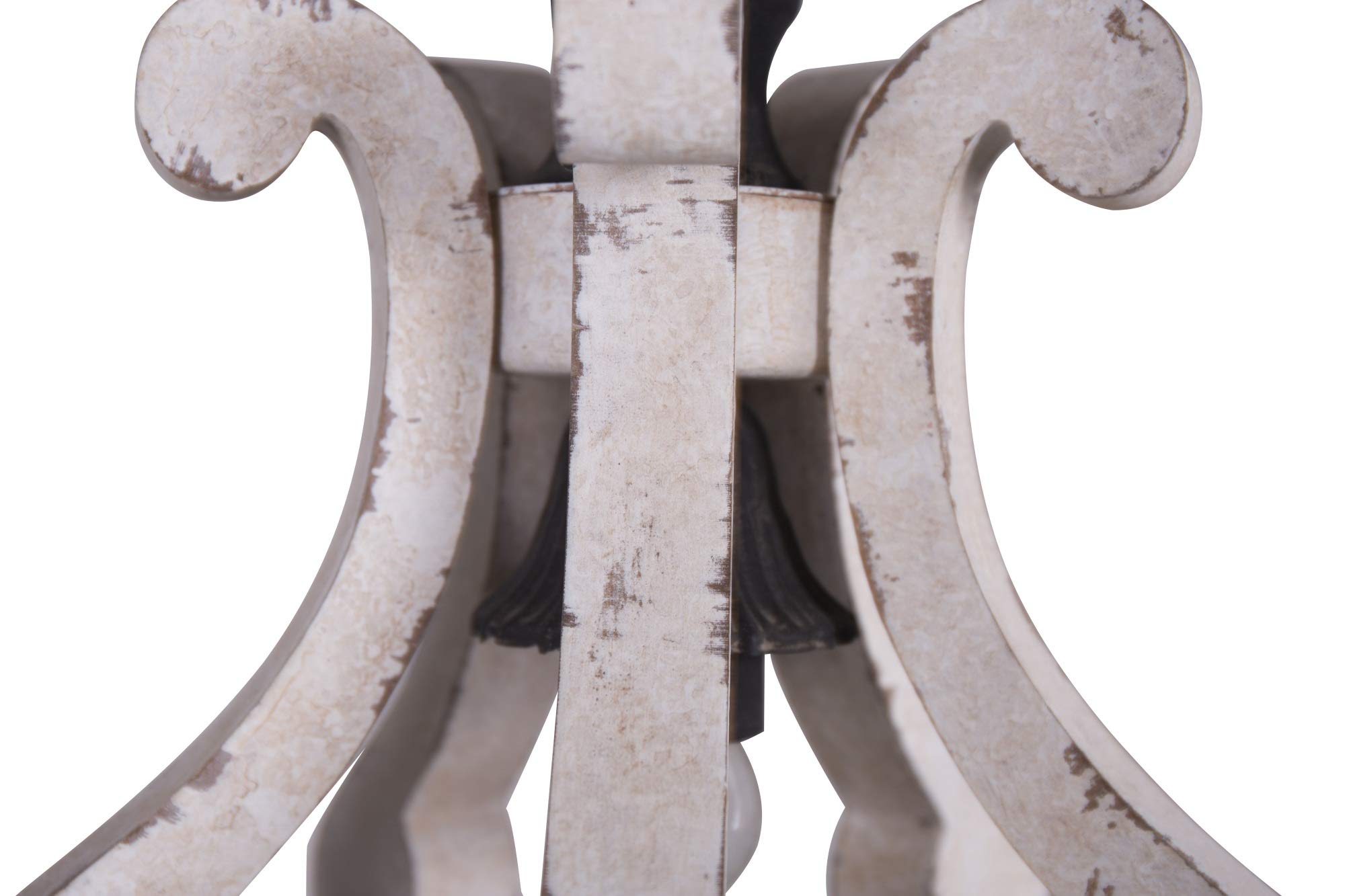 Distressed White Wood Pendant Light - Farmhouse Style 1-Light Metal Chandelier for Living Room, Dining Room, Bedroom, Kitchen, Foyer & Hallway | Rustic Home Decor Lighting Fixture for Cozy Indoor Spaces
