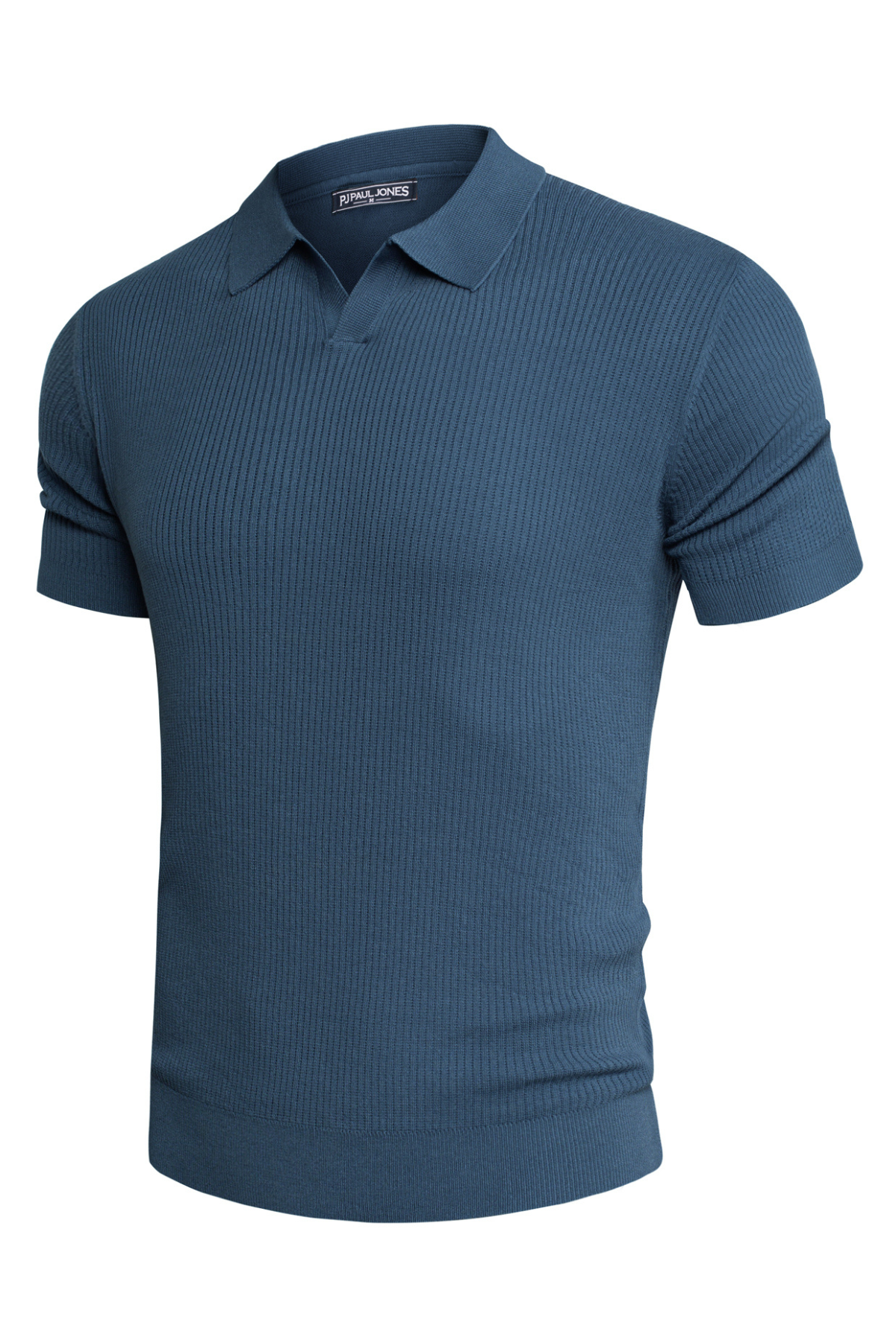 Men's Ribbed Textured V-Neck Knit Polo Shirt - Breathable Casual Shirt for Work, Golf & Everyday Wear