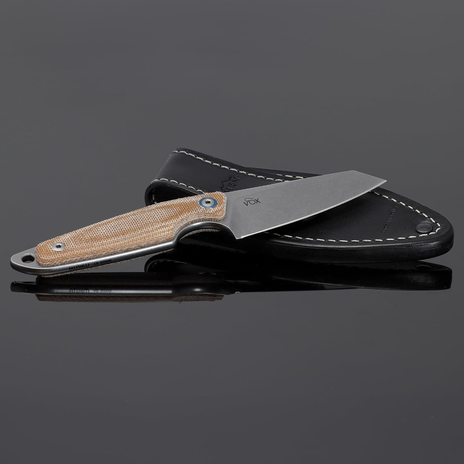 MAKRO 2 Sheepsfoot Fixed Blade Knife - Premium M390 Super Steel, Full Tang Design by Jesper Voxnaes, Italian Crafted with Carbon Fiber Handle & Leather Sheath | Perfect for Outdoor Survival, Hunting, Camping and Everyday Carry (EDC)
