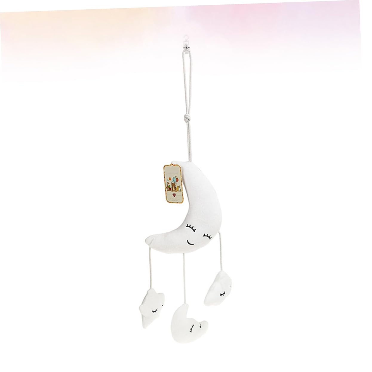 UPKOCH Soft Plush Hanging Rattle Toy with Music - White Baby Crib Mobile for Newborns & Infants | Nursery Decor, Sensory Play & Early Learning Development