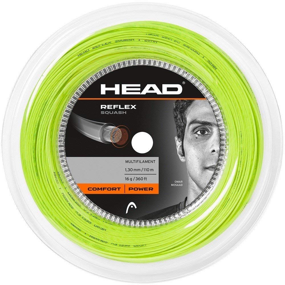 Head Reflex 18 Squash String Mini Reel (Yellow) | High-Performance Squash Racket String | Perfect for Tournament Play & Training