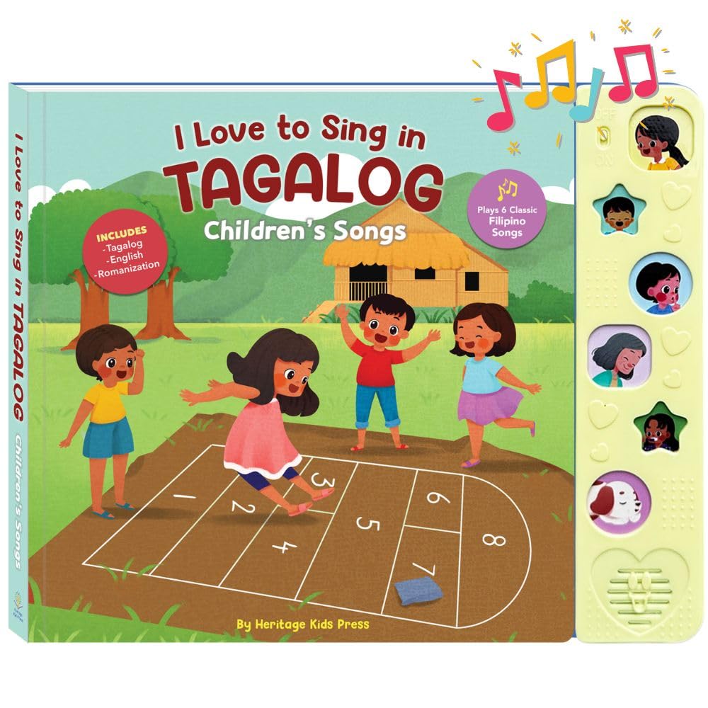 Interactive Tagalog Children's Song Book - Press & Play Filipino Toddler Music Book with Nursery Rhymes | Perfect for Bilingual Learning, Bedtime Stories & Cultural Education