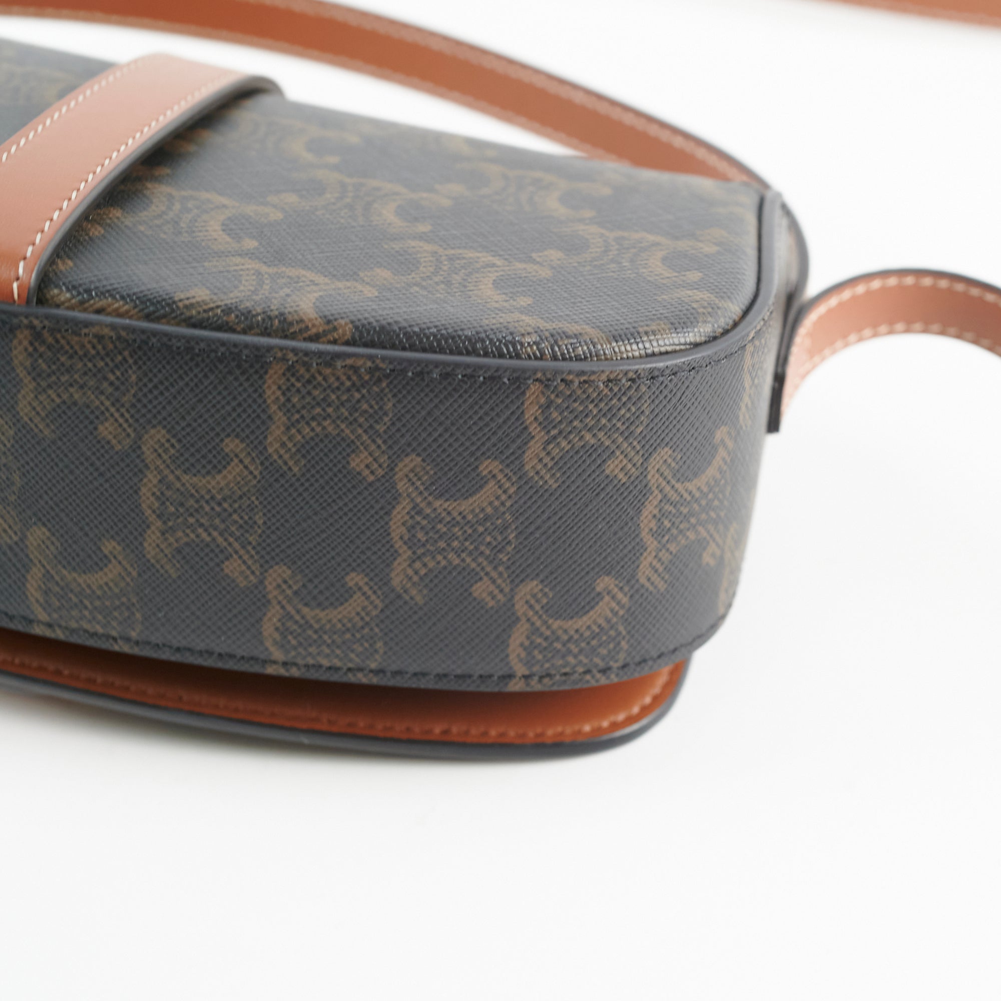 Celine Triomphe Tabou Clutch with Adjustable Strap - Genuine Leather Crossbody Bag in Brown/Tan for Women | Perfect for Evening Parties, Date Nights & Special Occasions