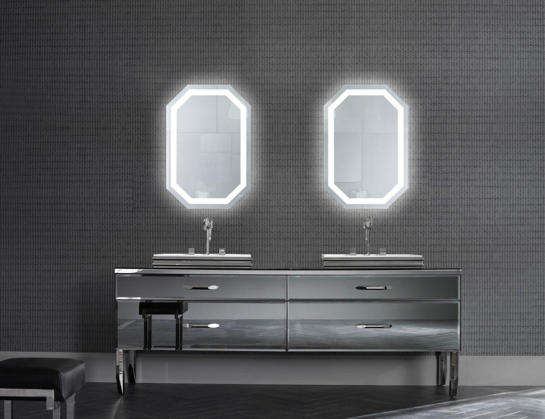Krugg Tudor 20x30 Inch LED Bathroom Mirror with Adjustable Dimmer & Anti-Fog Function - Perfect for Vanity, Makeup, and Modern Bathroom Decor