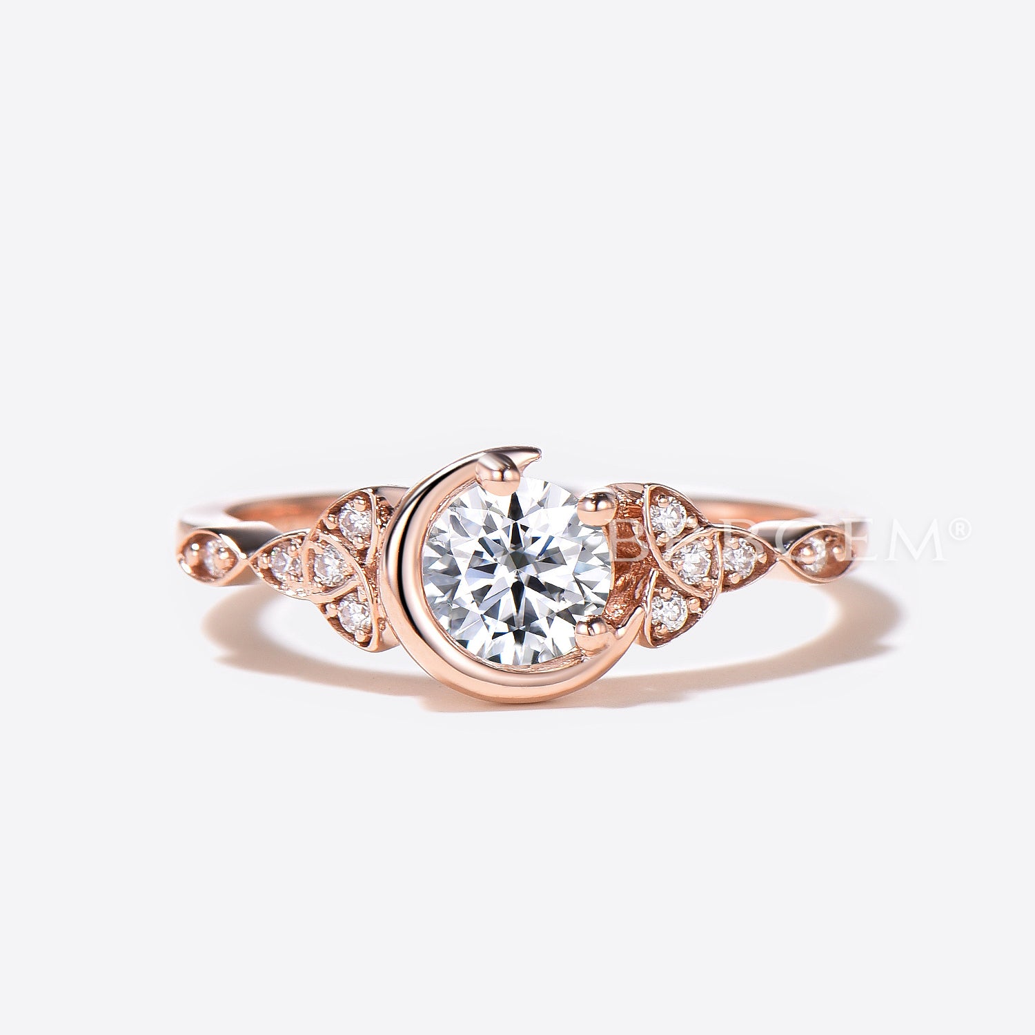 Celestial Moon Round Moissanite Engagement Ring - 1.5ct Celtic Wedding Band for Women, 14K White Gold Vintage Bridal Jewelry - Perfect for Proposals, Anniversaries & Romantic Occasions