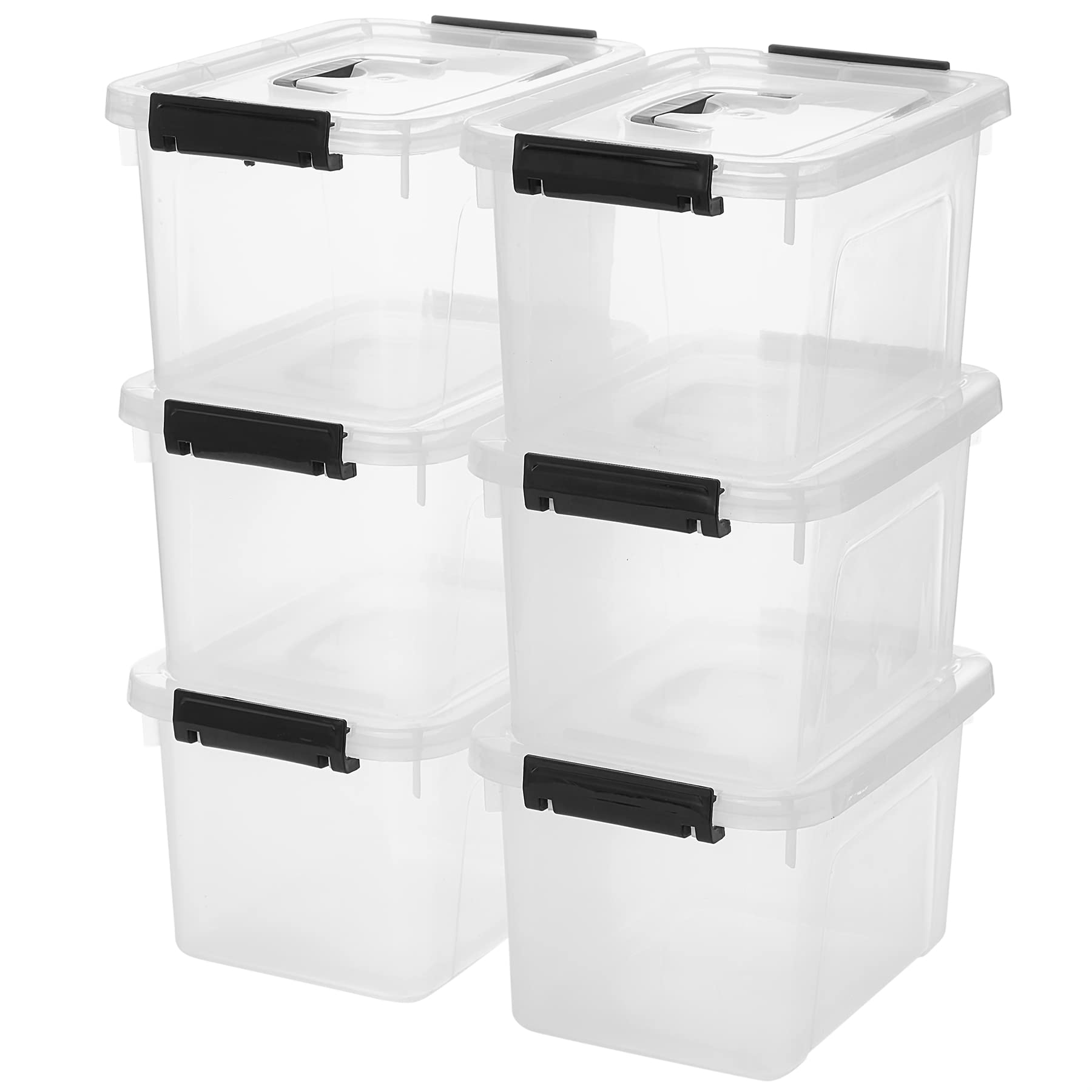 6-Pack 6 Quart Clear Plastic Storage Bins with Latch Lids for Home Organization