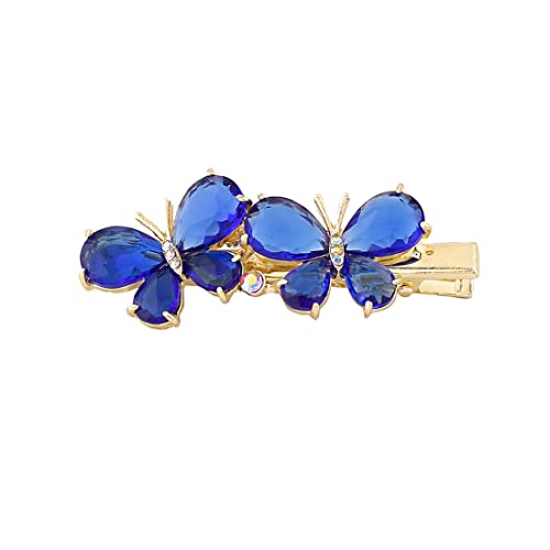 Yellow Butterfly Hair Clips for Women & Girls - Blue Crystal Alligator Hair Clips, Hair Accessories & Gifts | Perfect for School, Parties, Weddings & Everyday Style