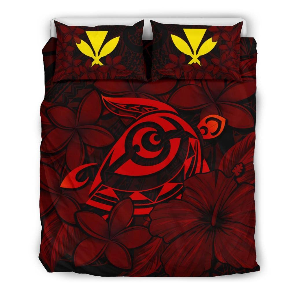 Hawaiian Turtle Hibiscus Bedding Set - Soft Polynesian Duvet Cover for Twin/Full/Queen/King Beds, Tropical Home Decor