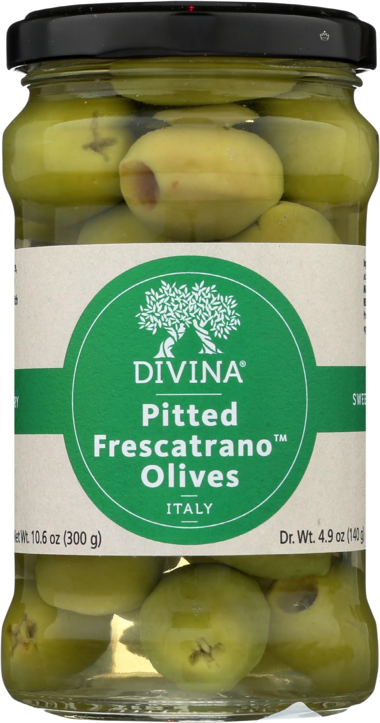 **Divina Pitted Frescatrano Olives - 10.6 oz Jar | Premium Italian Green Olives | Perfect for Salads, Charcuterie Boards & Mediterranean Recipes**