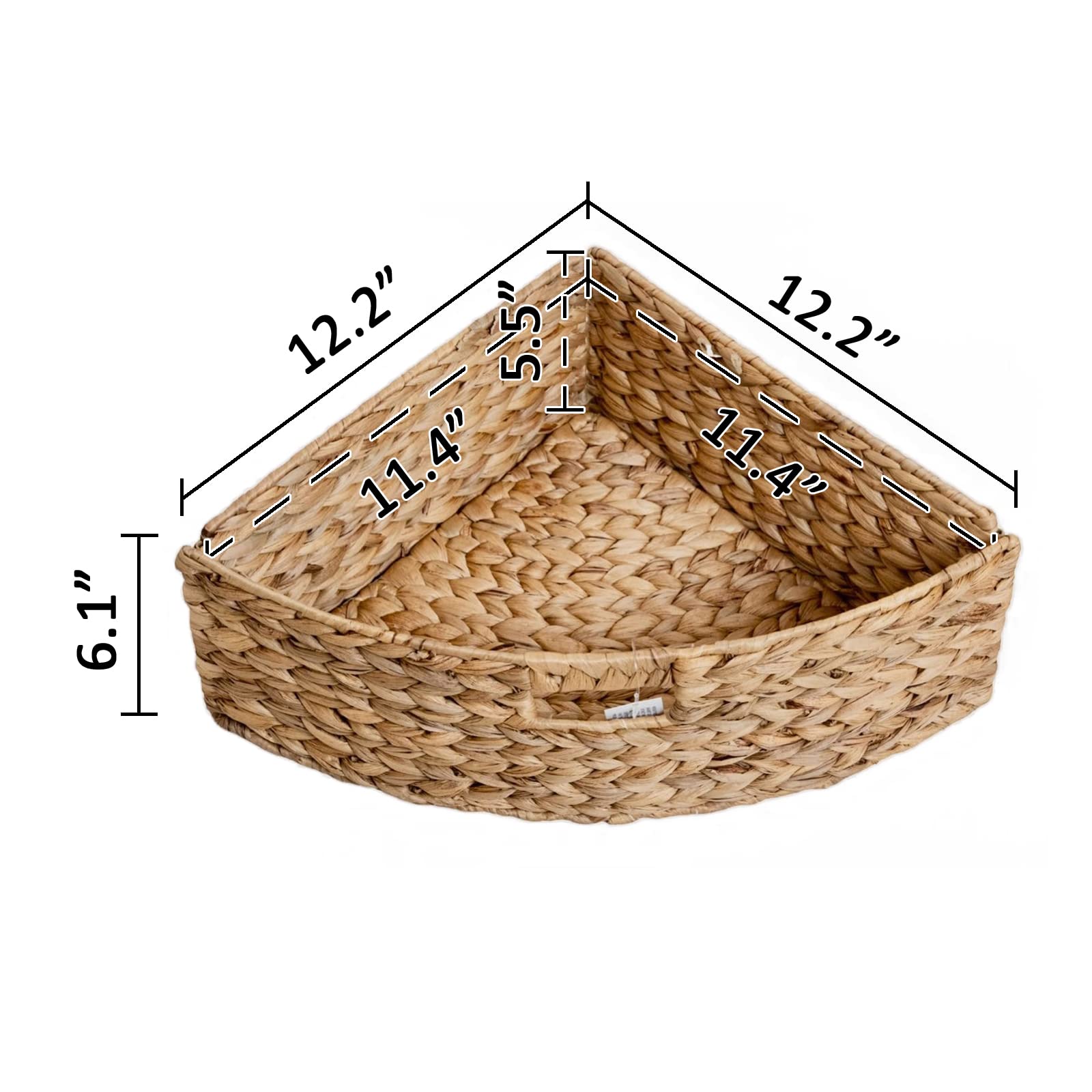 Hampton Meadows 3-Tier X-Side Corner Storage Cabinet with 3 Wicker Baskets - White | Space-Saving Organizer for Bedroom, Bathroom & Living Room | eHemco