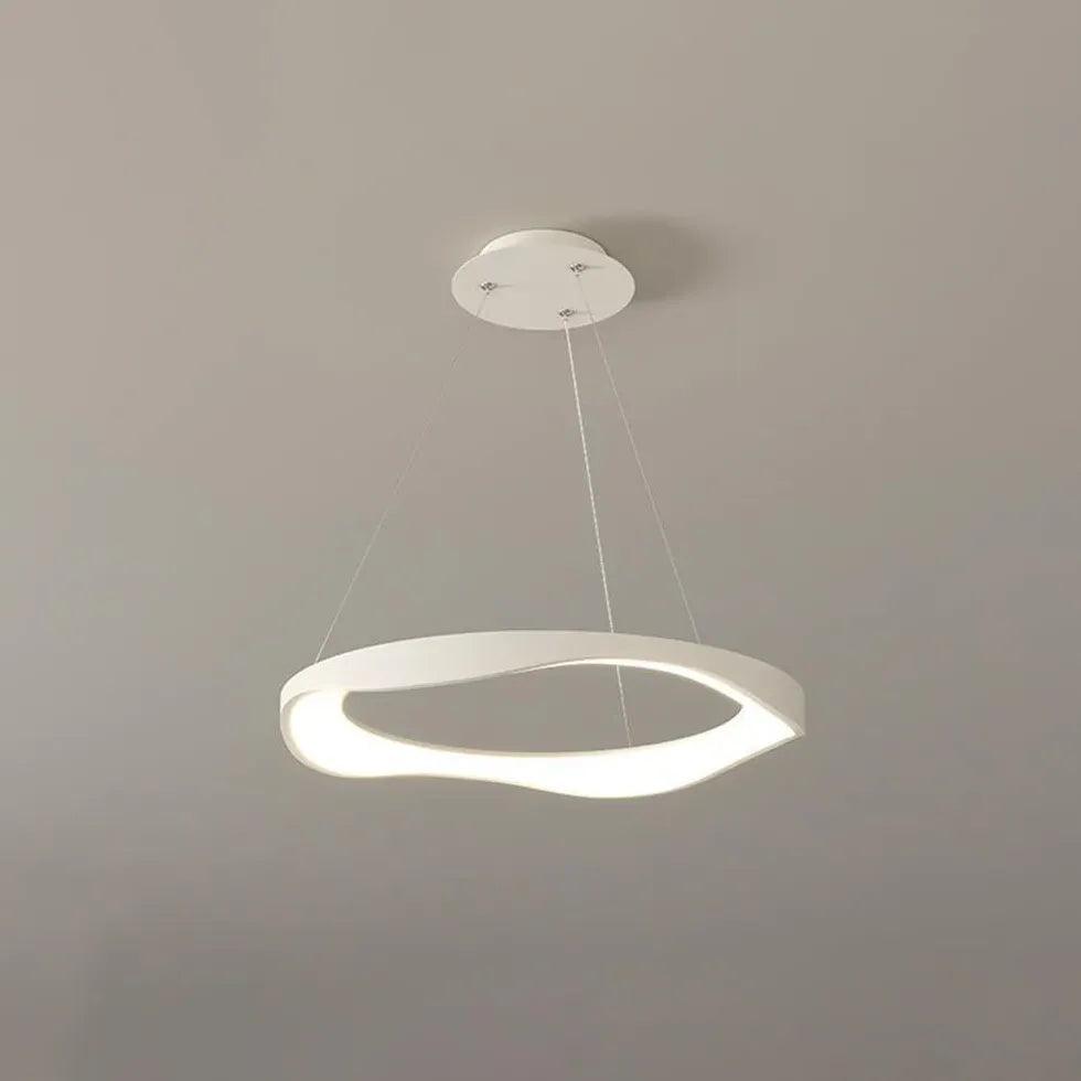 Modern Ring Shaped Metal Acrylic LED Pendant Light for Living Room - Dimmable Hanging Ceiling Lamp for Dining Room, Bedroom, Kitchen & Office Lighting