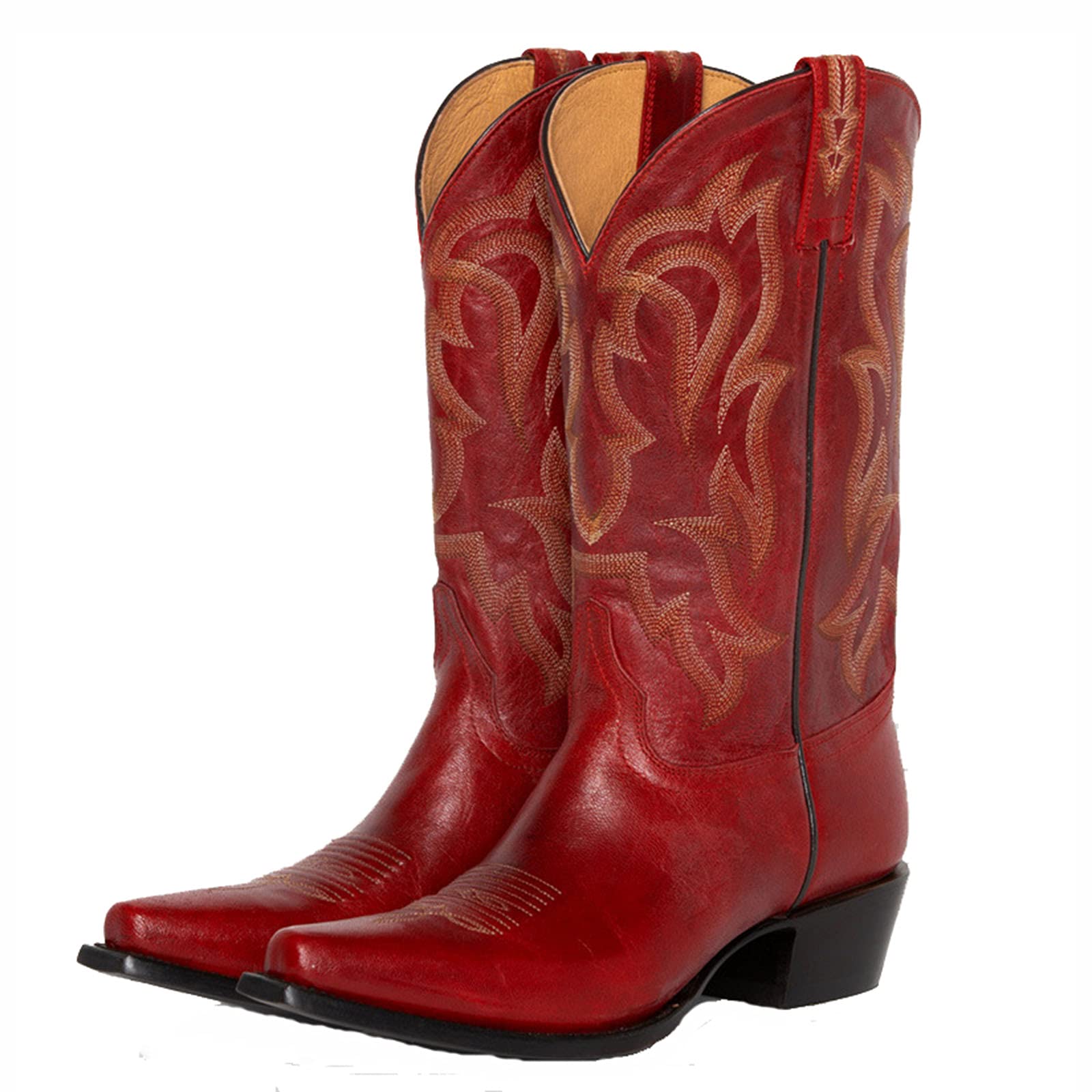 Erocalli Women's Western Cowgirl Boots - Mid Calf Cowboy Boots with Chunky Block Heel & Embroidery for Riding, Country Style, Fashion - Perfect for Rodeo, Line Dancing, and Casual Outfits