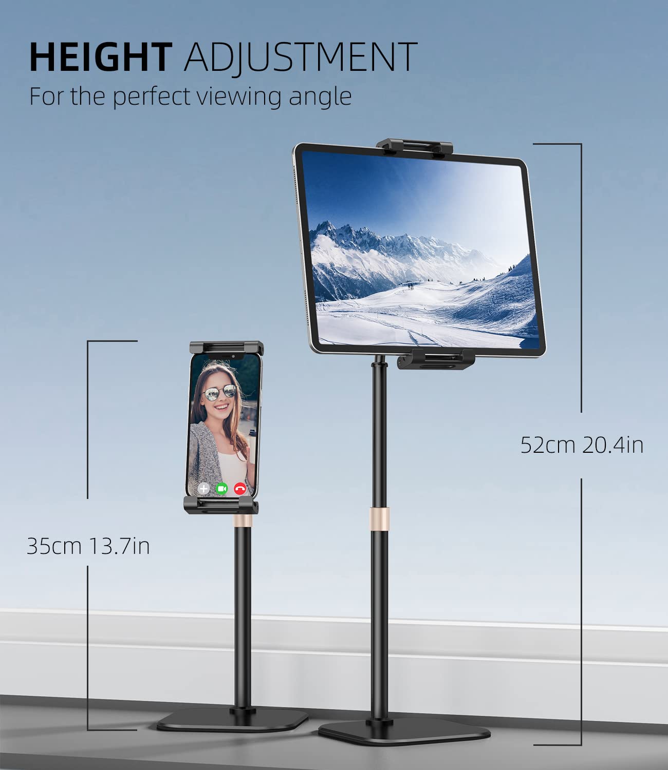 Adjustable Tablet Stand Holder for Desk - Universal Phone & iPad Stand with Thick Case Support (4.7-12.9