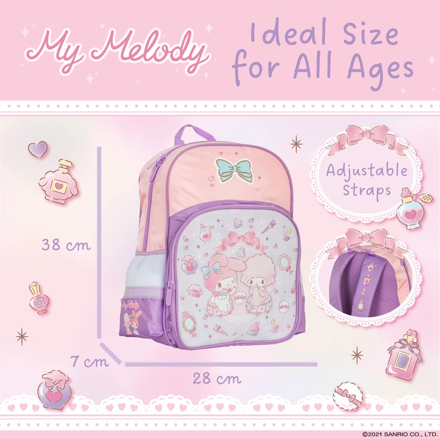 Blue Sky Studios Hello Kitty Backpack for Kids & Teens - Cute Kawaii School Rucksack with Adjustable Straps, Durable Primary & Secondary School Supplies - Perfect for School, Travel & Daily Use