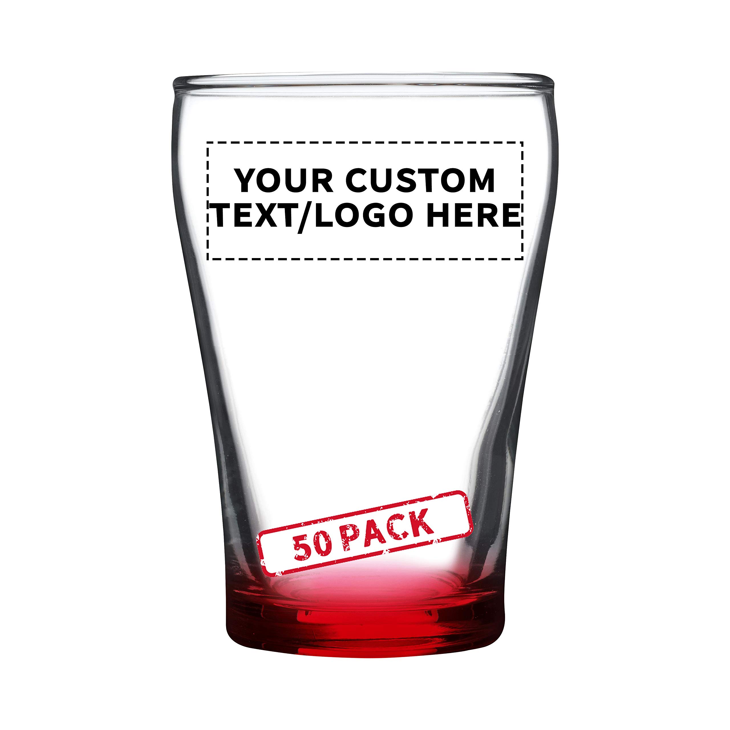 50-Pack Personalized Custom Shot Glasses 5.5 oz Bulk Set - Engraved Party Cups for Wedding, Birthday, Events & Bar Decor - Red - Perfect for Bachelor Parties, Tailgating & Corporate Gifts