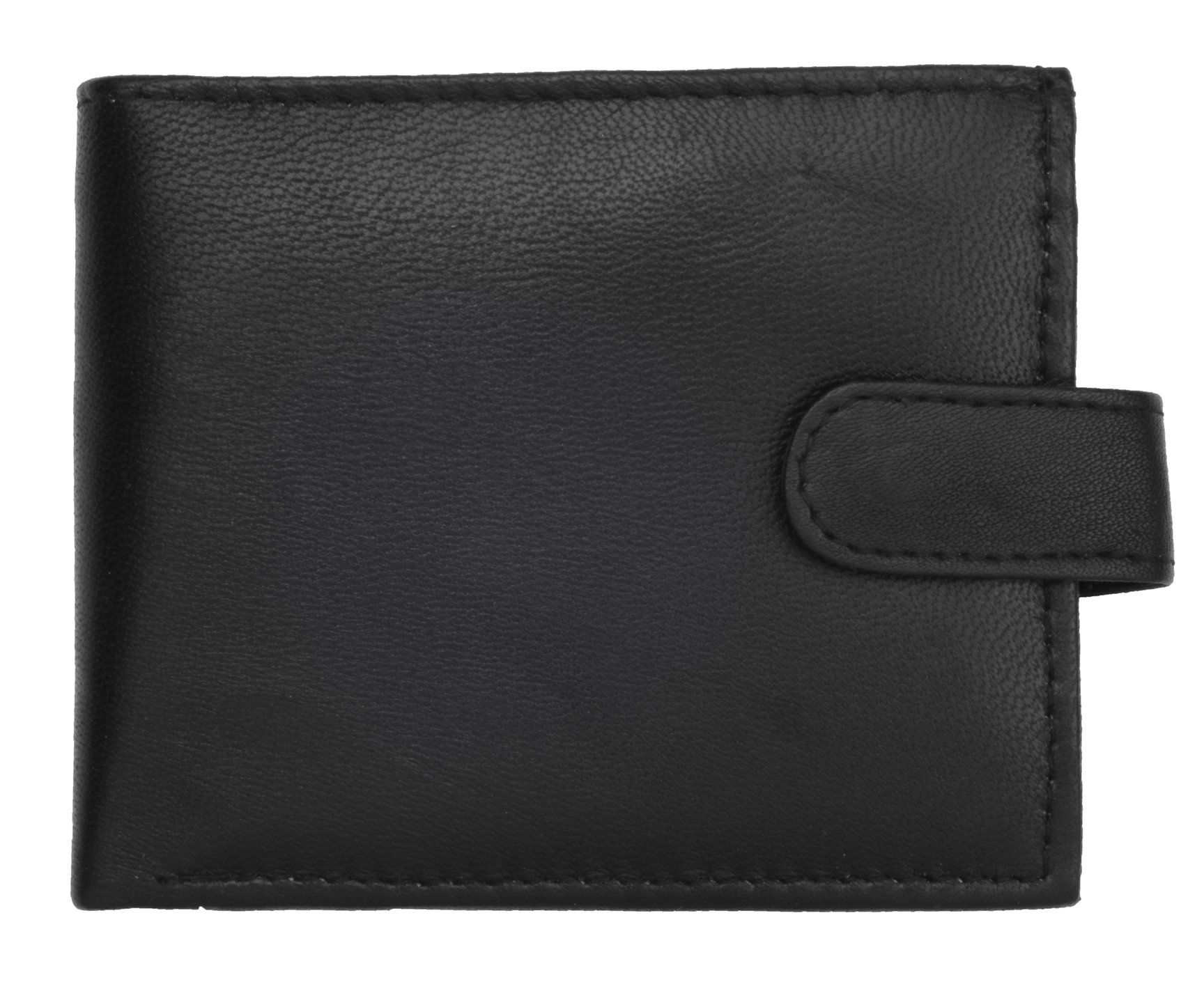 RFID Blocking Men's Genuine Leather Flip Wallet - Slim Bifold Credit Card Holder for Travel & Everyday Use (Black)