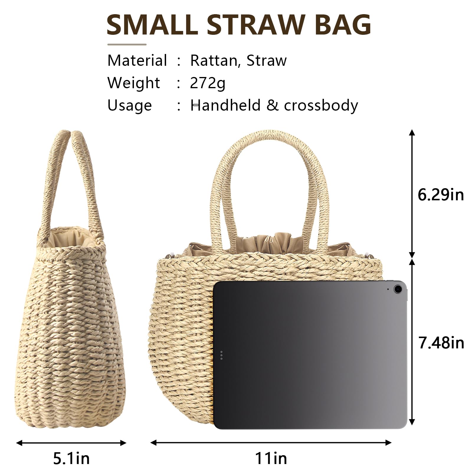 FENBEN Women's Straw Hobo Bag - Woven Crossbody Purse, Rattan Shoulder Handbag for Beach, Vacation & Summer Outfits | Perfect for Casual Wear, Travel & Boho Fashion Accessories