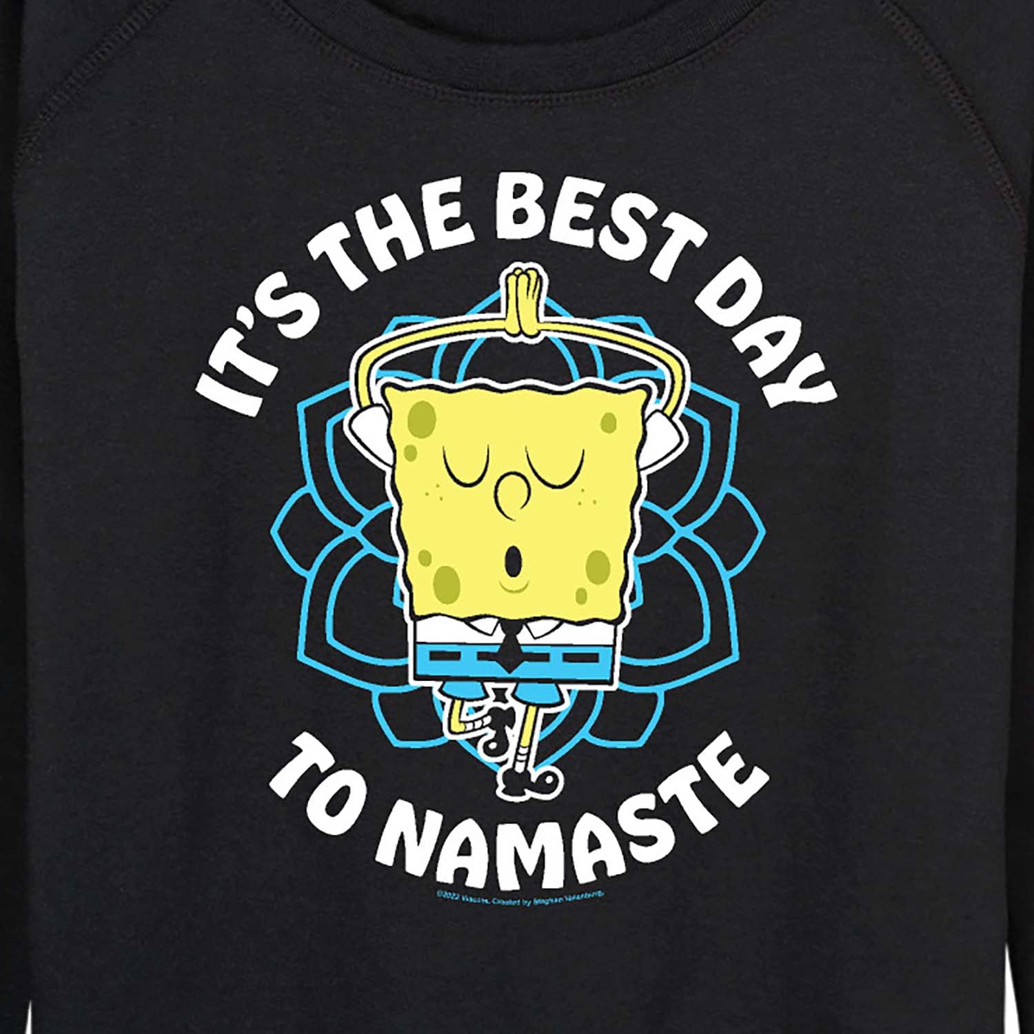 HYBRID APPAREL Women's SpongeBob SquarePants Lightweight French Terry Pullover Hoodie - 'The Best Day To Namaste' Graphic Sweatshirt - Casual Lounge Wear for Yoga, Relaxation & Everyday Comfort