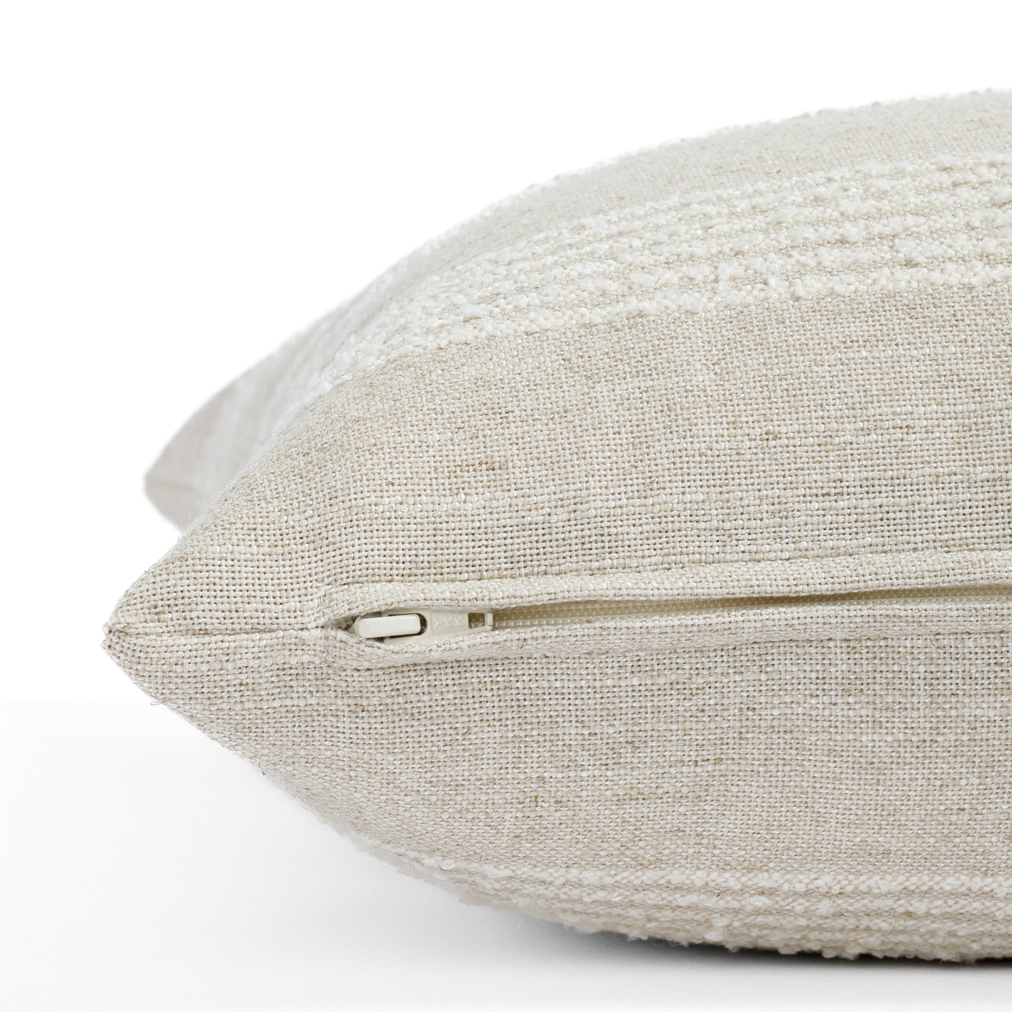 Finn Stripe 22x22 Decorative Throw Pillow Cover - Natural Linen Square Cushion for Sofa, Bed & Home Decor