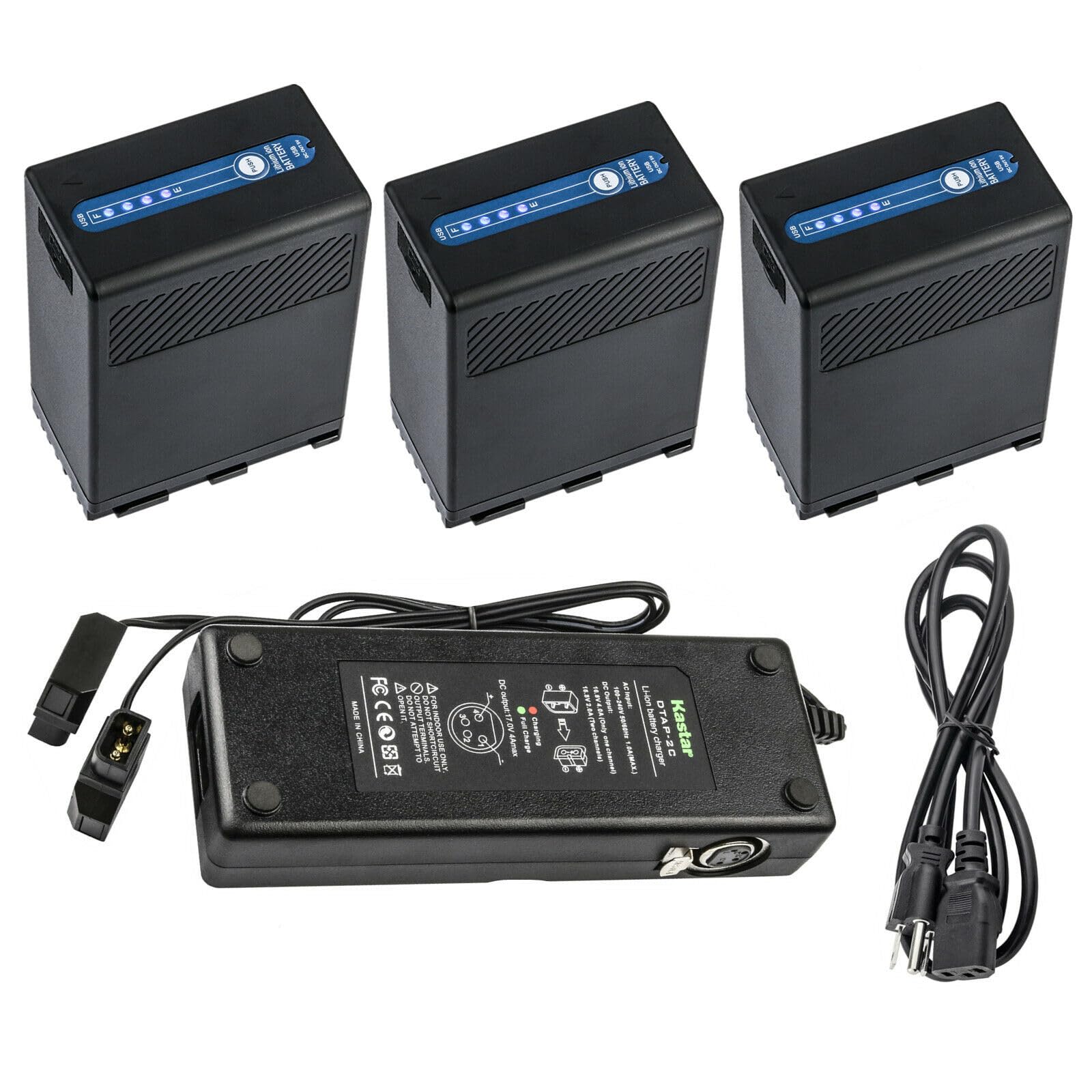Kastar 3-Pack BP-A68 Battery and Dual D-Tap Fast Charger for Canon C500 EF Mount 4K Cinema Camera | Compatible with EOS C500 PL 4K, EOS C500 Mark II 6K Full-Frame Camera | Professional Video Shooting & On-Location Filmmaking