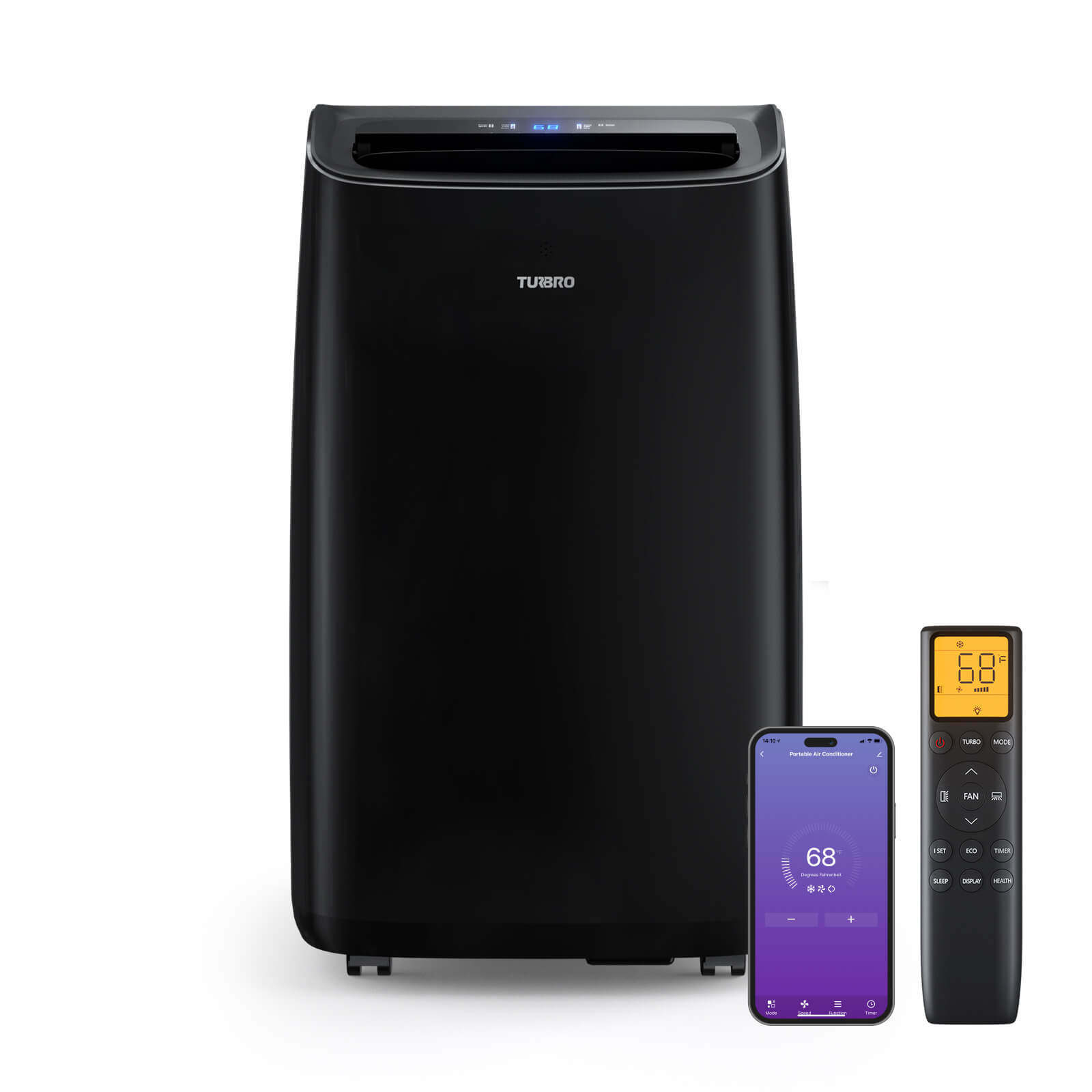 14,000 BTU Smart WiFi Portable Air Conditioner - Black | Greenland Energy Efficient Cooling Unit for Home, Office & Bedroom | Remote Control & App Enabled