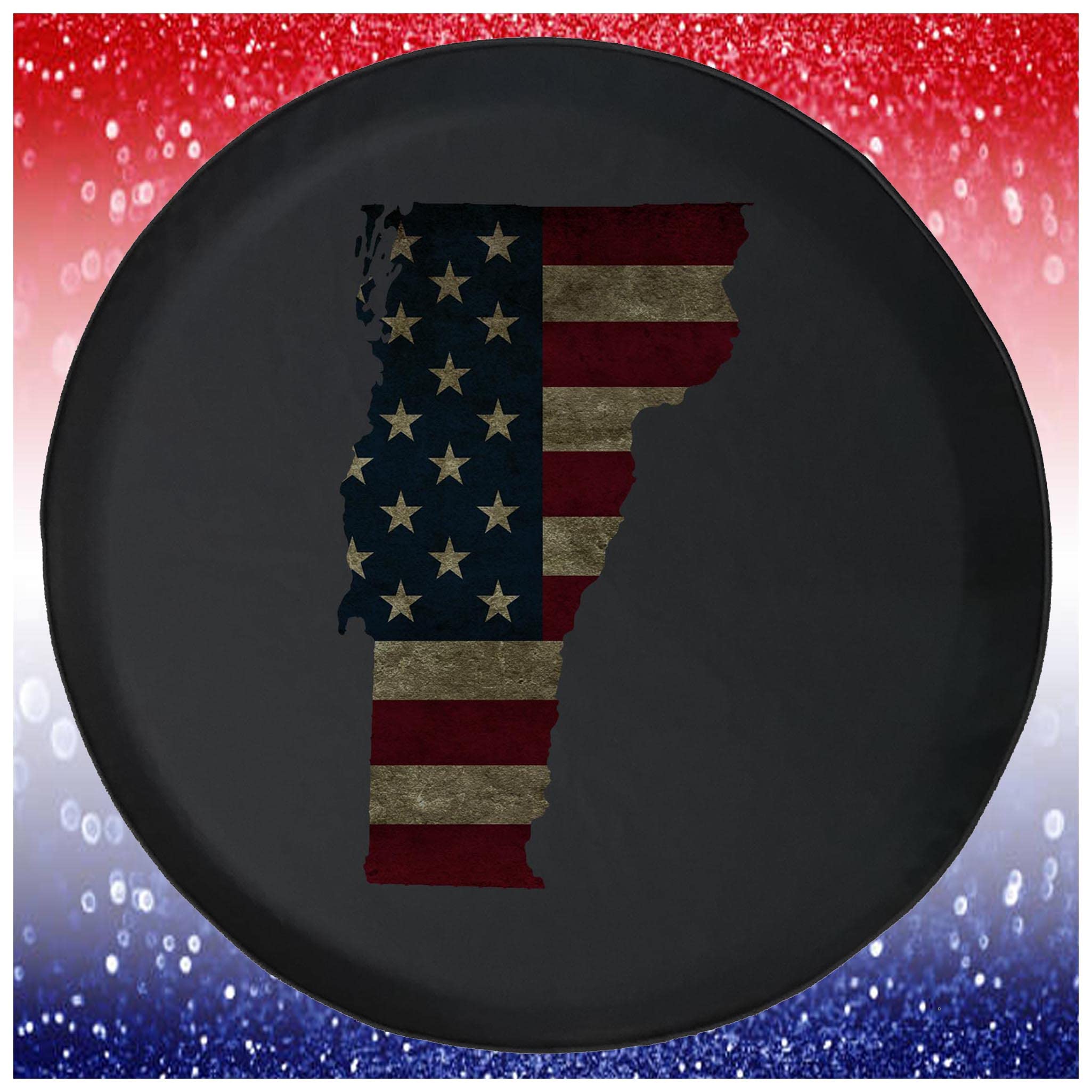 Vermont American Flag Black Spare Tire Cover - 28 Inch Heavy Duty Waterproof Accessory for Trucks, SUVs, RVs & Trailers - Perfect for Camping, Off-Road Adventures & Outdoor Travel
