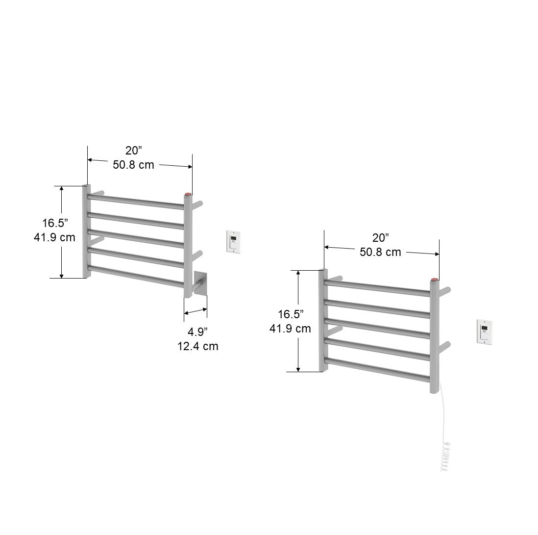 Premium Dual 5 Bar Hardwired & Plug-In Electric Towel Warmer - Brushed Stainless Steel with Digital Timer - Perfect for Bathrooms, Spas & Luxury Homes