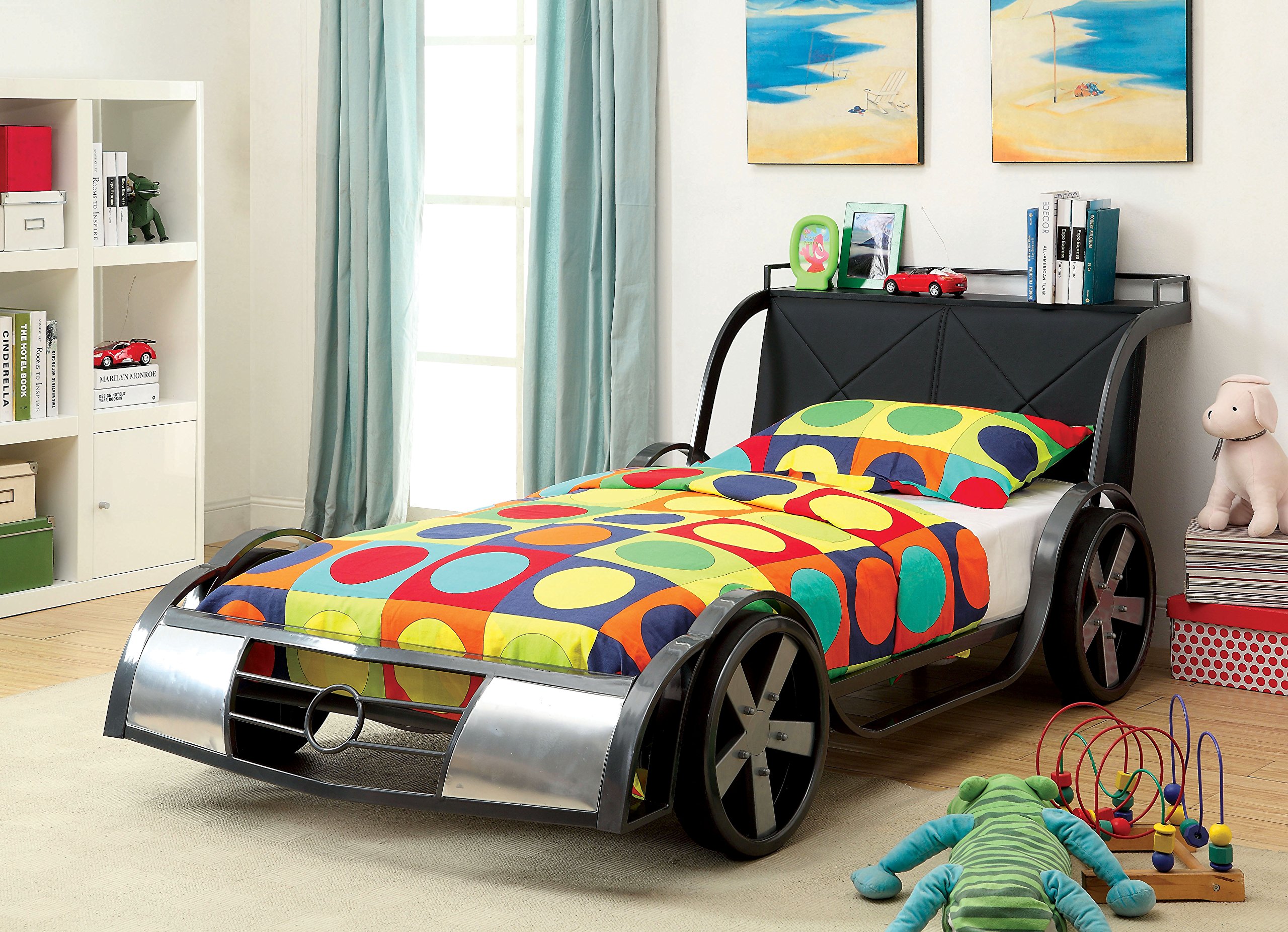 Furniture of America Racer 44 Metal Twin Youth Bed - Sturdy & Modern Kids Bed Frame for Boys & Girls - Perfect for Bedrooms, Dorms & Sleepovers