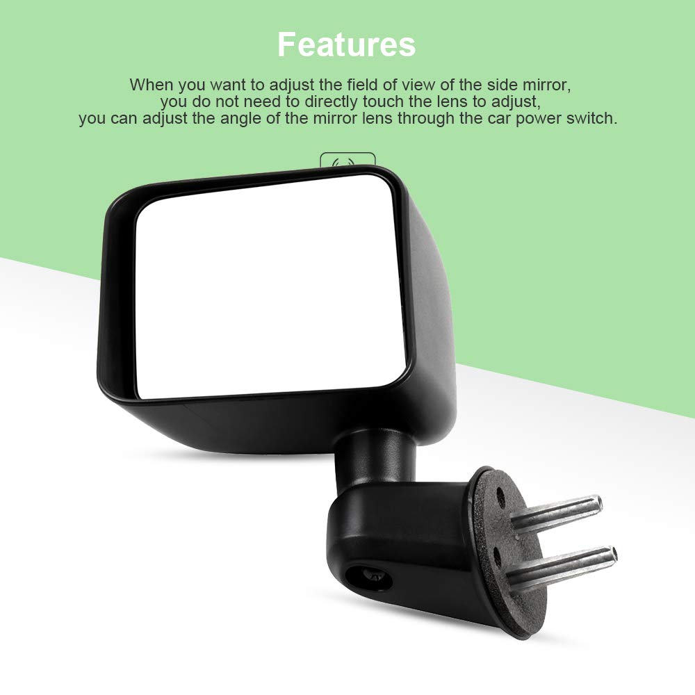 SCITOO Side View Mirrors Replacement for Jeep Wrangler 2007-2017 - Manual Adjustable & Folding, Non-Heated Pair - Perfect for Off-Roading, Daily Commuting & Adventure Driving