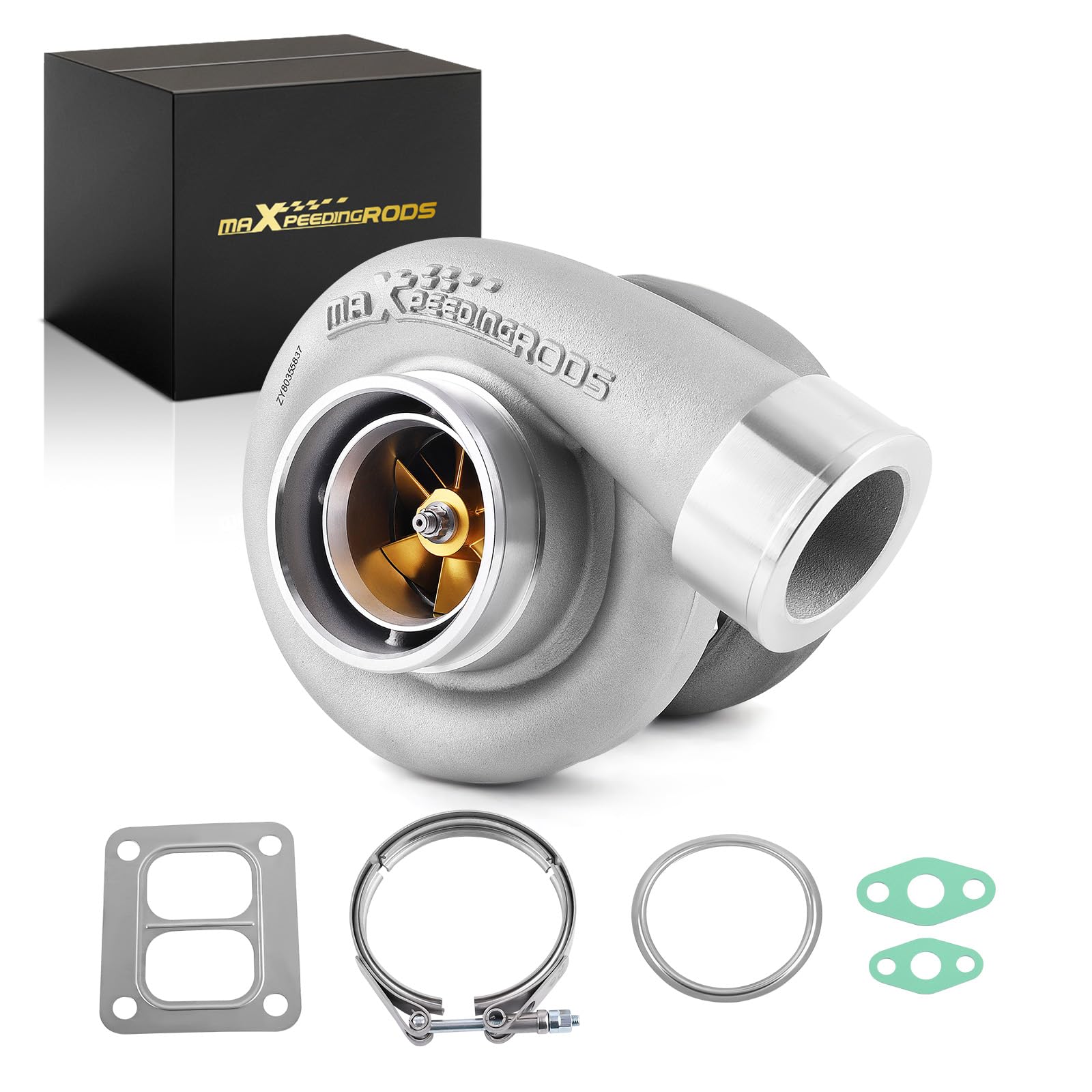 maXpeedingrods T4 Turbocharger for 4.0L-6.0L Engines - High Performance Billet Compressor Wheel - Compatible with Chevrolet Camaro, Silverado 1500, Ford Mustang, Dodge Challenger & Charger - JD Series Street Turbo - Perfect for Racing & Performance Upgrades