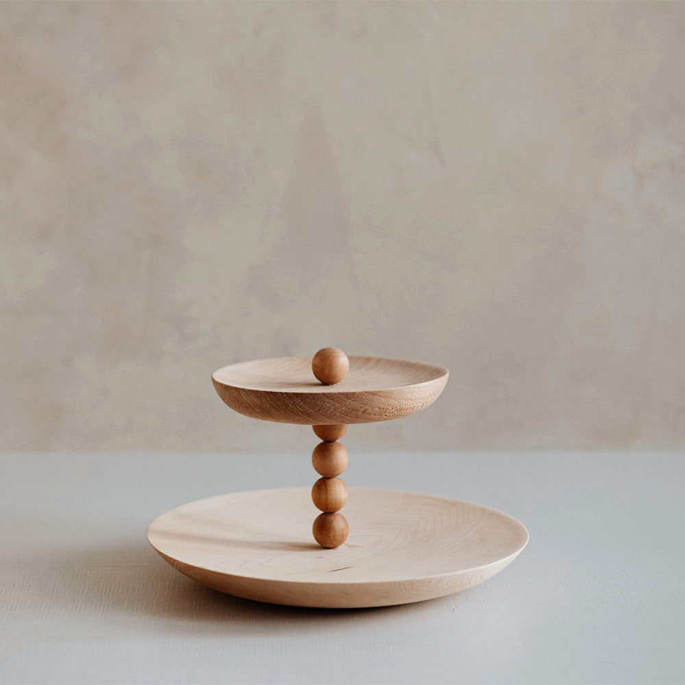 Handcrafted Maple Wood Tiered Serving Plate - Elegant 3-Tier Display for Desserts, Fruits, and Appetizers - Perfect for Parties, Weddings, and Home Decor