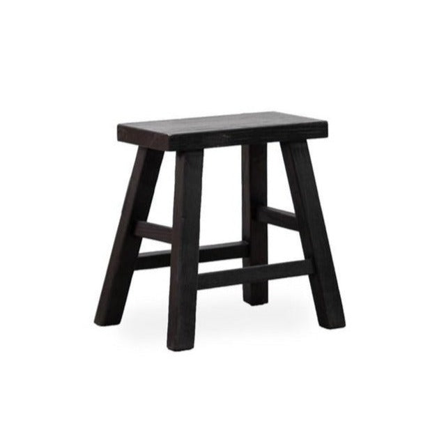 Pavia Elm Side Table or Stool - Straight Black Wooden Accent Furniture for Living Room, Bedroom, or Entryway